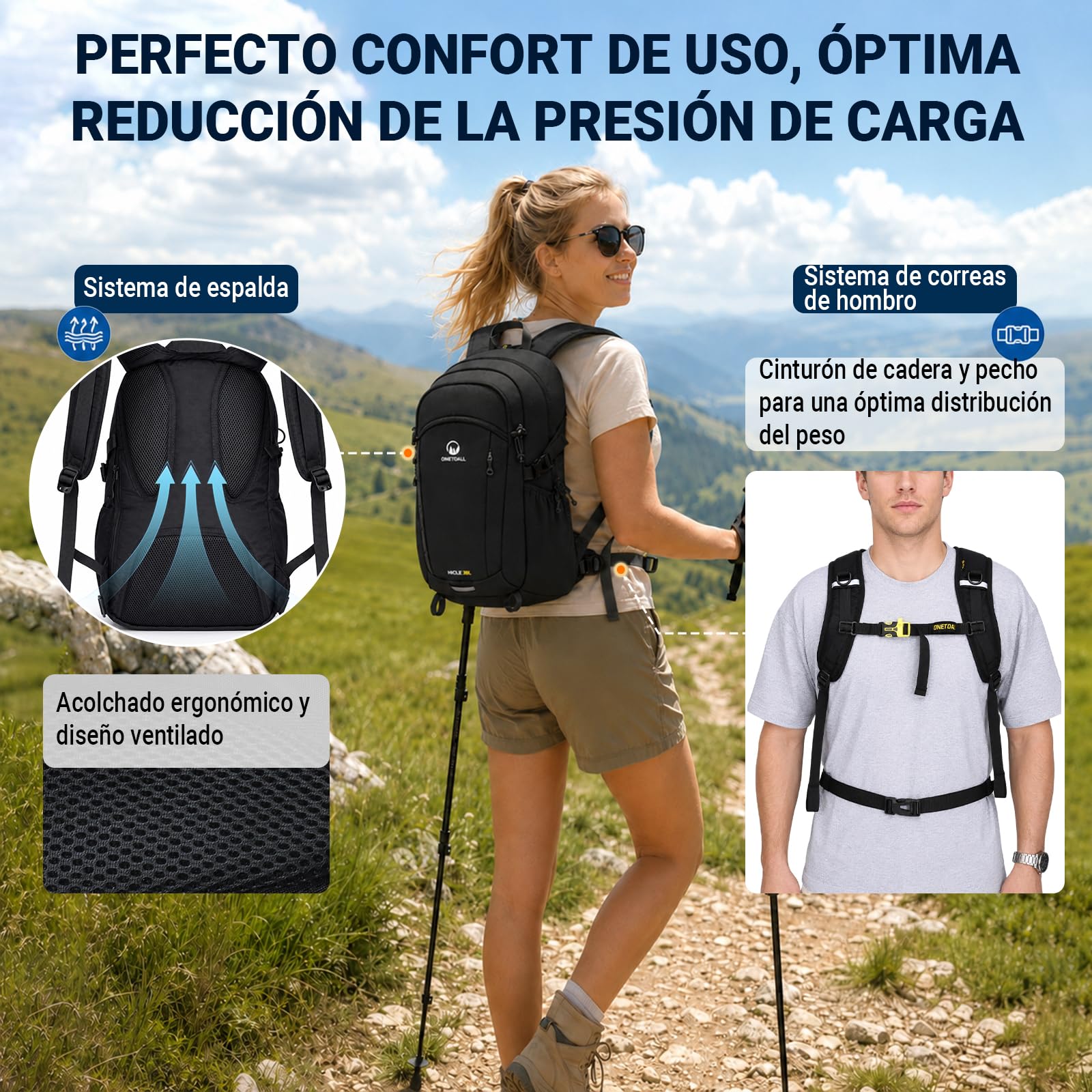 Mochila Senderismo 20L, Mochila Trekking 20 litros, Mochilas Montaña Impermeable Transpirable Hombre Mujer para Excursión|Esqui|Ski|Ciclismo|Viajes|Trayectos Diarios, Ultraligera Solo 510g