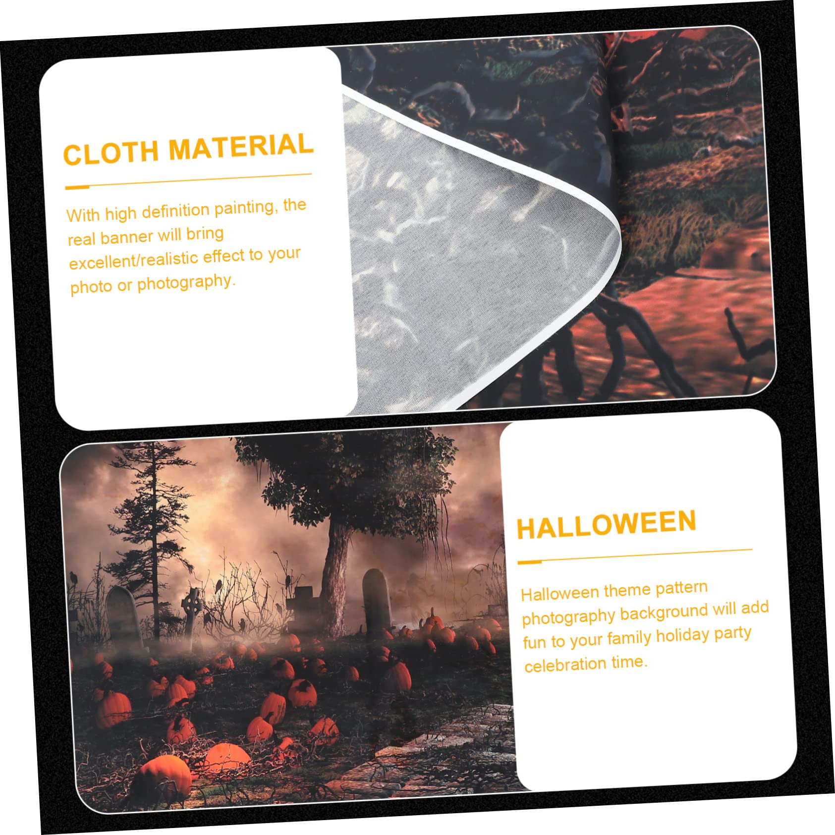 HOMSFOU 3pezzi Backdrop Halloween Per Fotografie Tappeto Murale Decorativo Per Feste Sfondo Per Eventi e Servizi Fotografici Facile Da Installare e Resistente