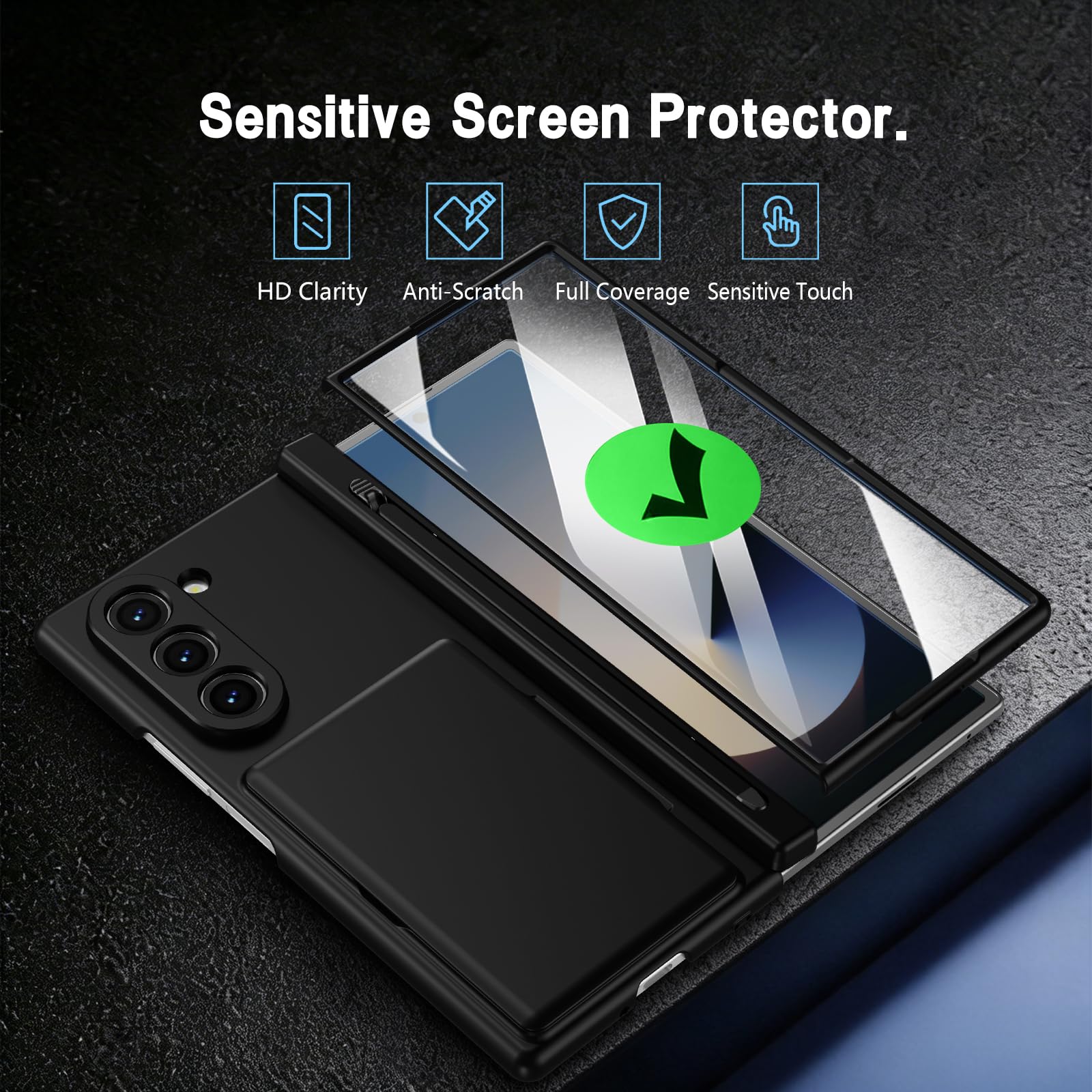Asuwish Custodia per Samsung Galaxy Z Fold 6 5G 2024 Donna Uomo Nero
