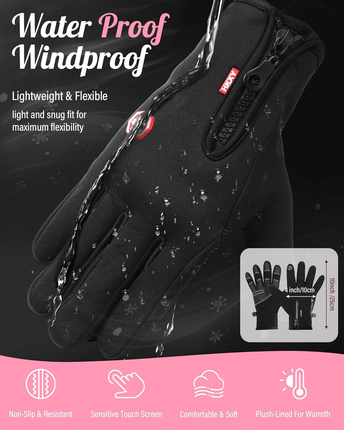 JaGely 6 Pieces Winter Headbands and Glove Set Warm Gift Fleece Lined Ear Muff Touchscreen Waterproof Running Glove Women Man - Image 3