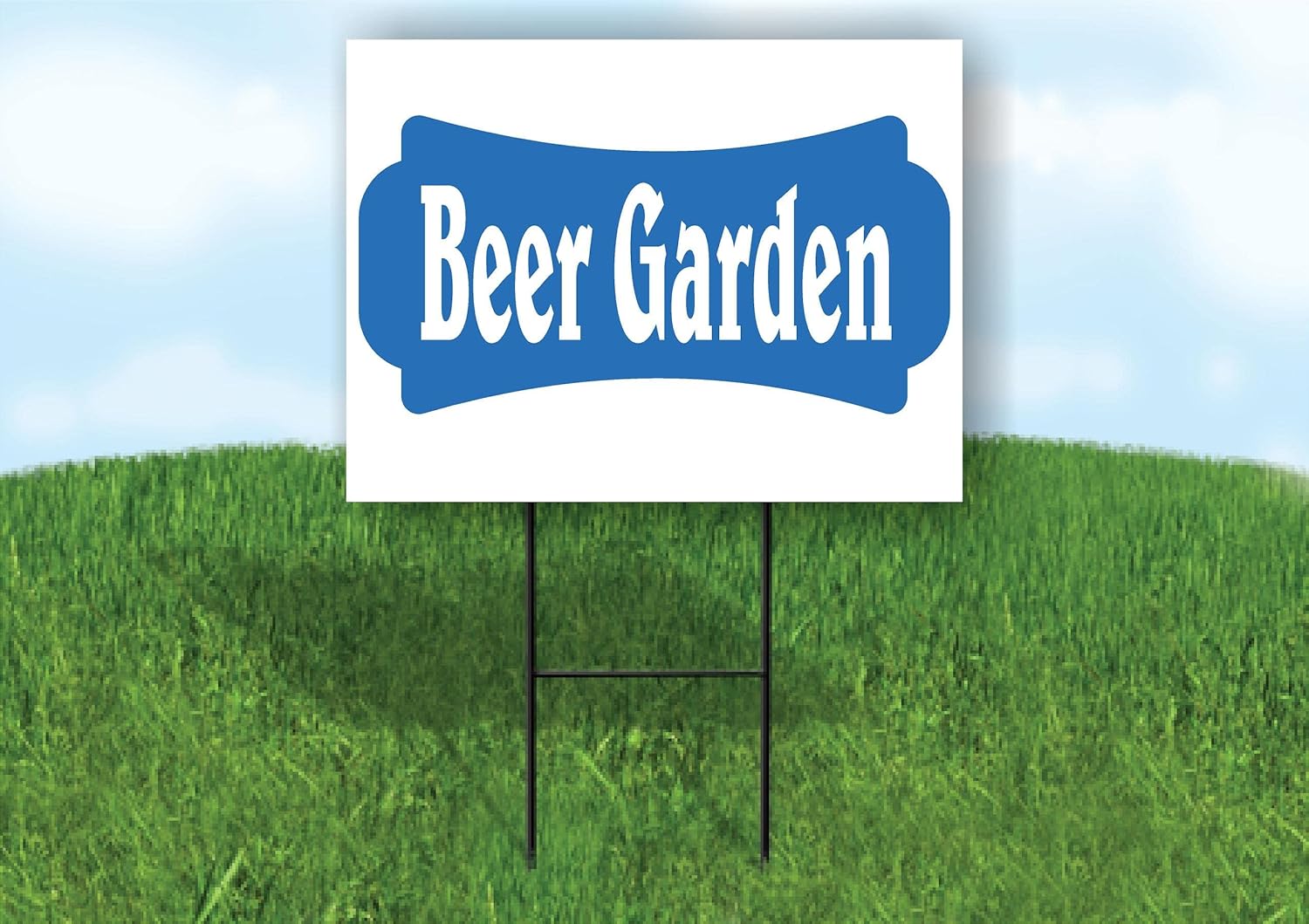 BEER GARDEN BLUE TAG - Double Sided Restaurants Business and Party Yard Signs with Stand - Weatherproof Garden Decor & Outdoor Area Signs - Restaurant, Road and Yard Sign w/Ground Stake - 18" x 24"