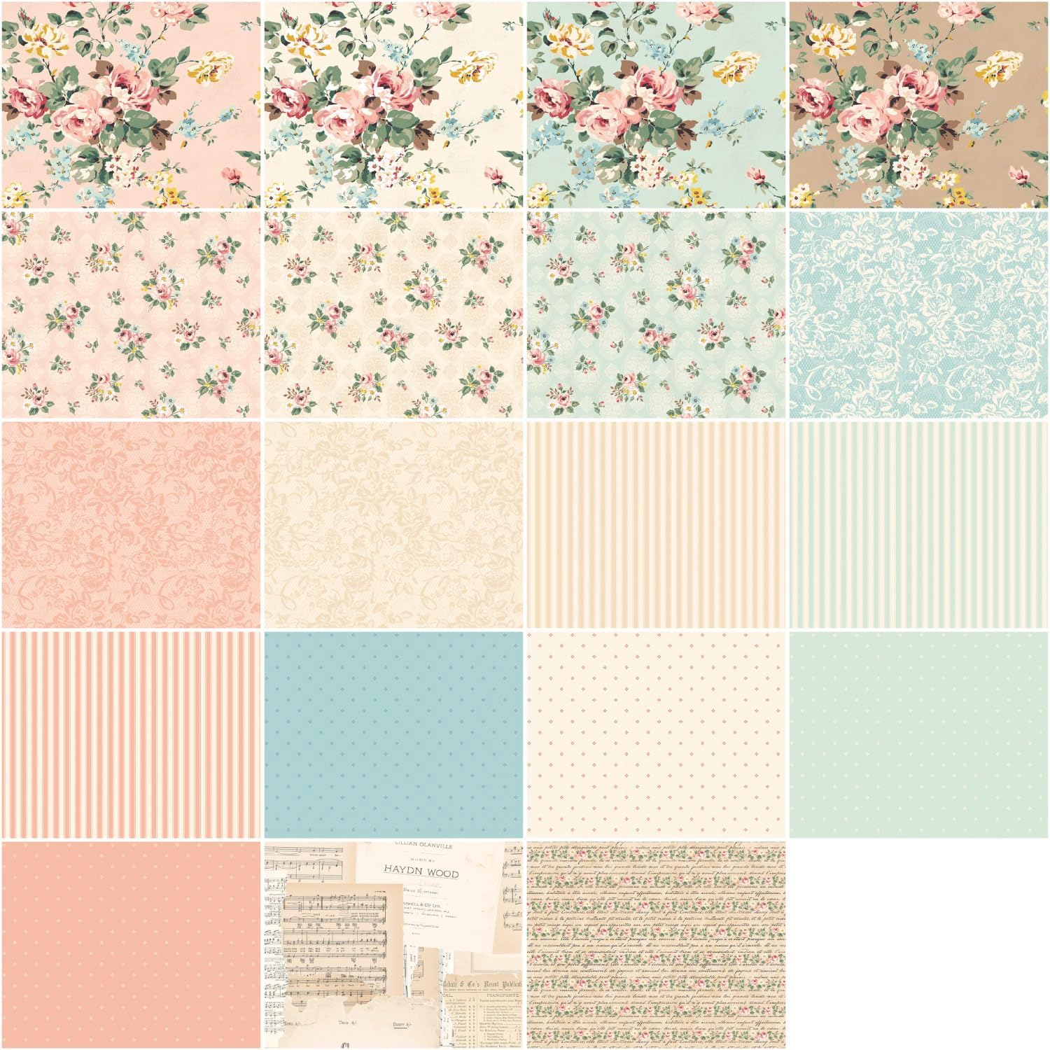 Rose & Violet's Bouquet des Fleurs 42 10-inch Squares Riley Blake 10-17290-42