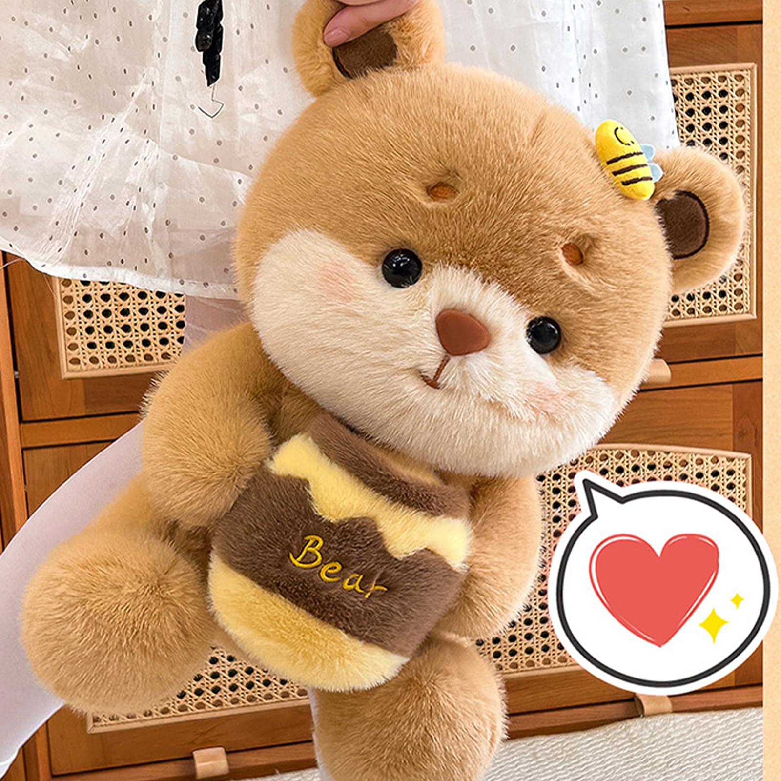 Honigbär Kuscheltier, Niedliche Bär Plüsch Stofftier, Weiches Flauschiges Teddybär Plüschtier für Kinder, Geschenk & Kinderzimmer Deko (50 cm)