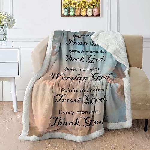 WISH TREE Regalos cristianos para mujeres, manta de sherpa, regalos religiosos de "Get Well Soon" para mujeres y hombres con pensamientos curativos