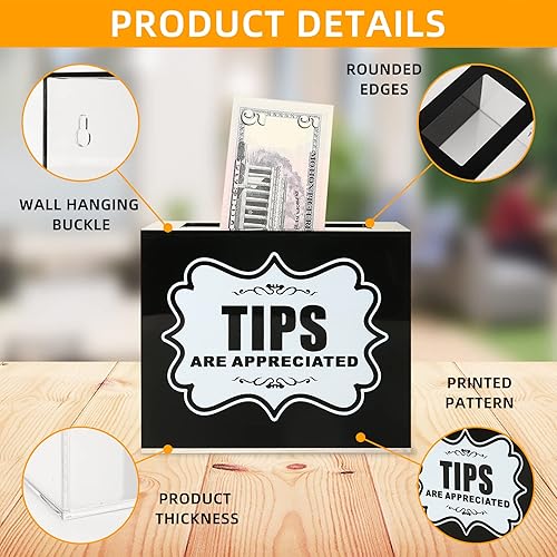 Miniatura 3 de CiaoHER Acrylic Tip Collection Jar Donation Suggestion Box for Money Storage Container (6" W x 5" H x 4" D)