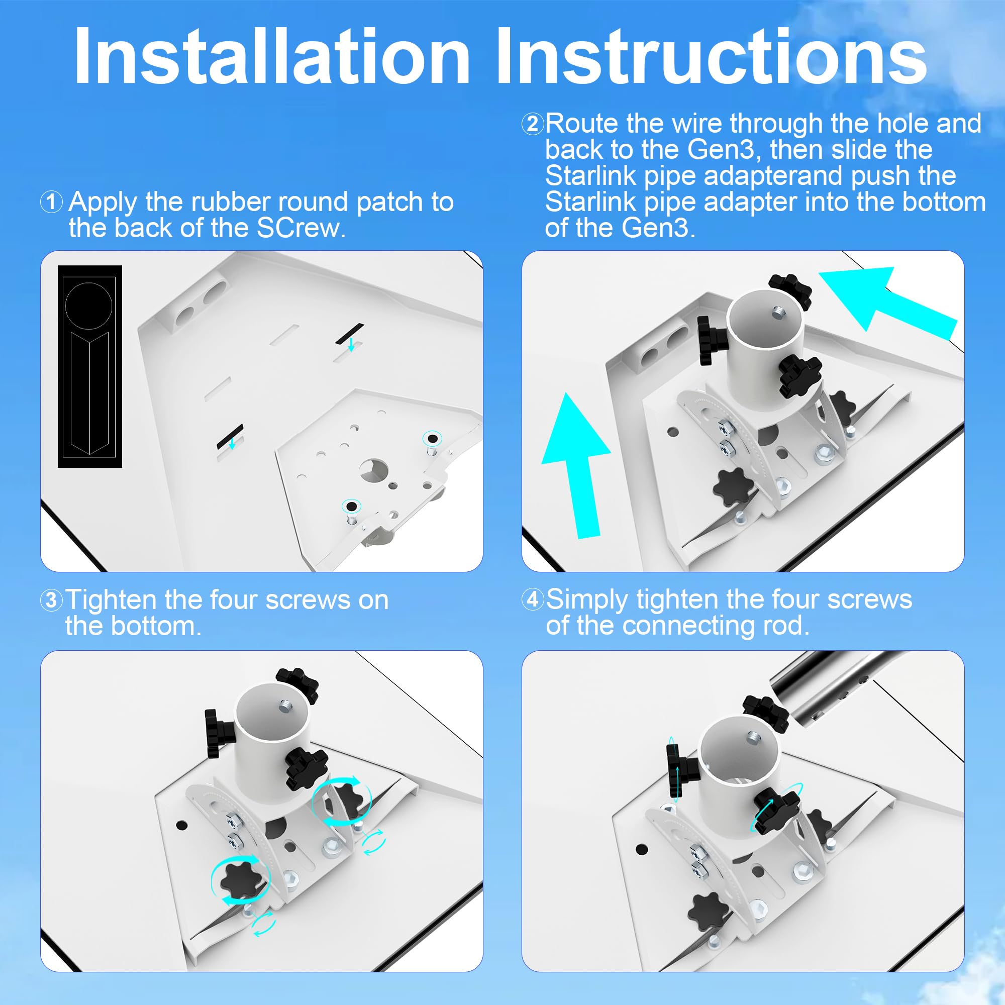 Starlink - Mini adattatore per tubo, mini supporto da tetto Starlink, kit di montaggio mini palo Starlink, piastra da parete Satarlink con inclinazione regolabile di 160 gradi per mini piatto Starlink