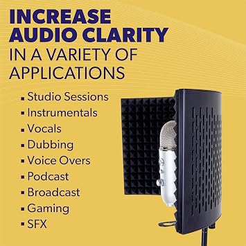 PRO Isolation Shield - Microphone Reflection Filter for Recording - Mic Studio Equipment