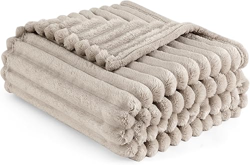 Bedsure - Manta de vellón de lino, para sofá, mantas súper suaves y acogedoras para mujer, bonita manta pequeña para niñas, 50 x 70 pulgadas