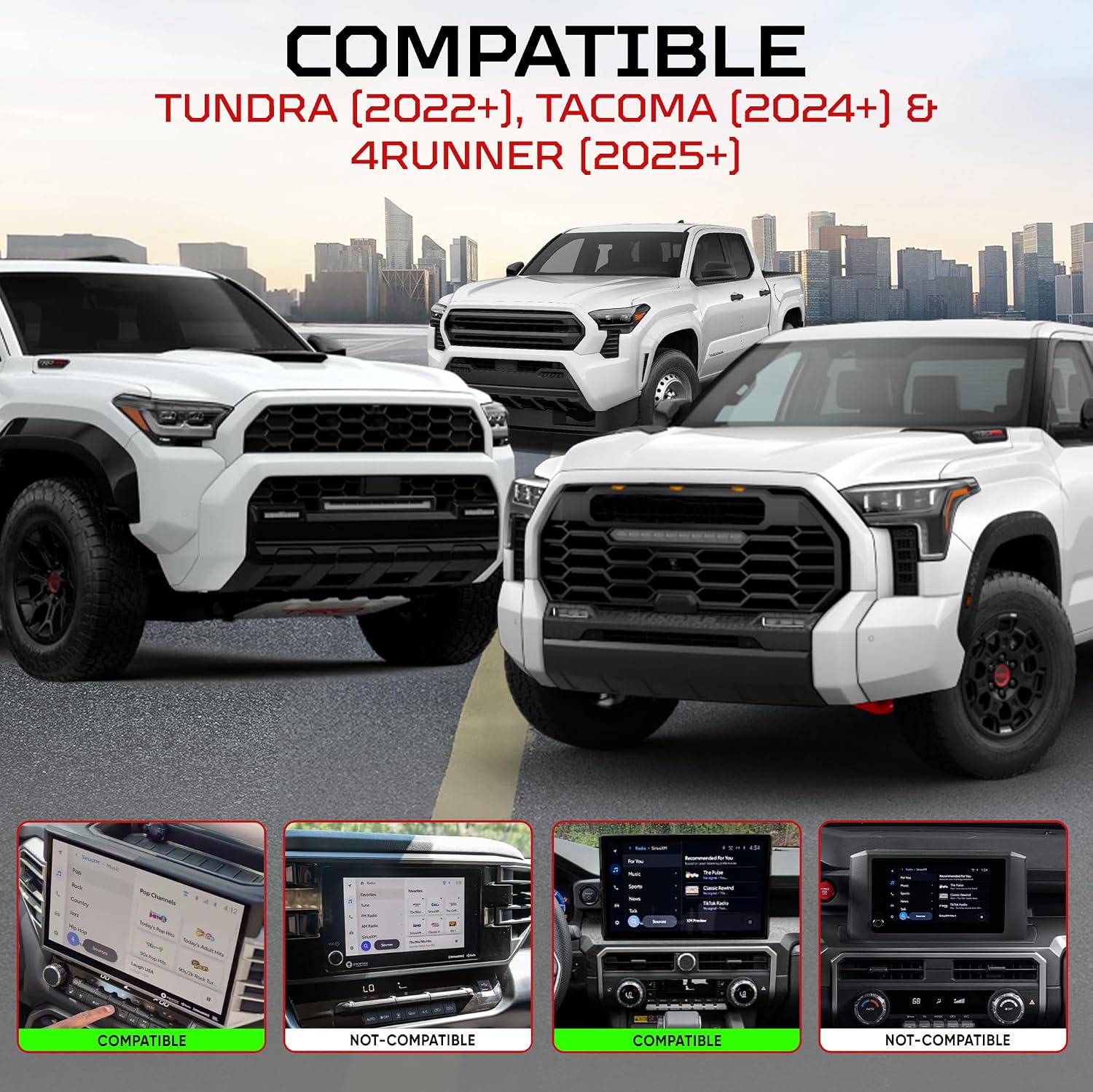 AJT DESIGN Complete Interior Dial Knobs Bundle - V2 Radio Knob with Drive Mode Knob for 2022+ Tundra/2024+ Tacoma/2025+ 4Runner & V2 Climate Knobs for 2024+ Tacoma/2025+ 4Runner - Black