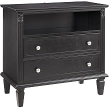 Black Nightstand with Charging Station,Side Table with Solid Wood Legs