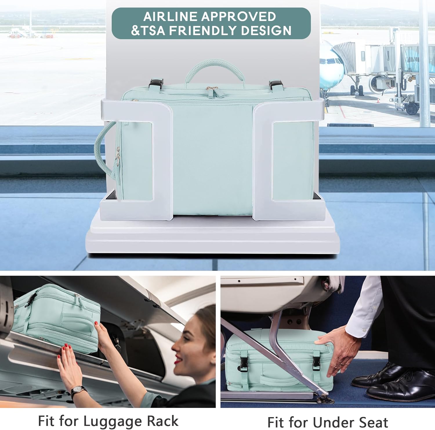 Beraliy Large Travel Backpack for Women Airline Approved, Carry On Backpack, 17 Inch Laptop Backpack, Personal Item Bag Casual Daypack Backpacks, Mint Green - Image 5