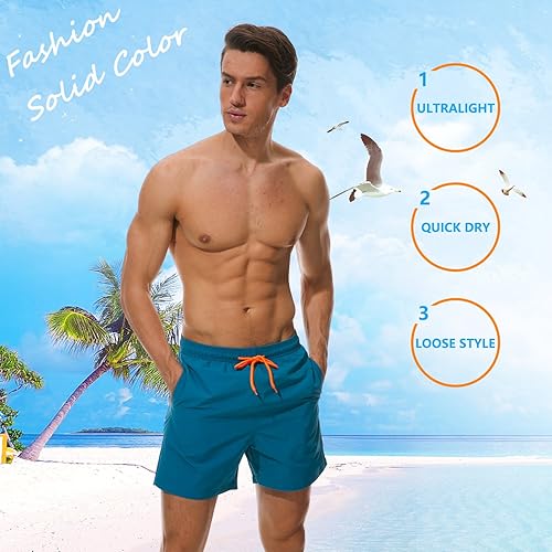 Vista 3 de SILKWORLD Traje de baño para hombre, pantalones cortos de playa de secado rápido con bolsillos