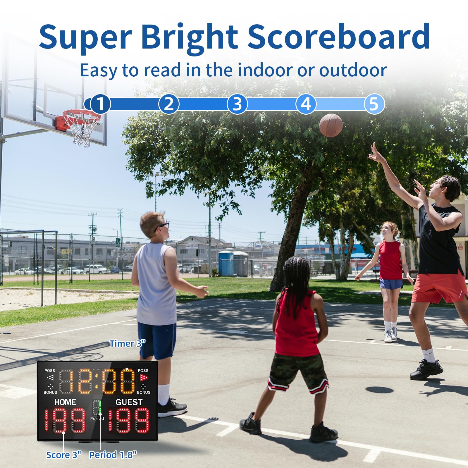 LUCKY TIME Multisport Tabletop Electronic Scoreboard,Battery Powered Digital Scoreboard with Remote,Used for Basketball,Volleyball,Wrestling,Football - Image 2