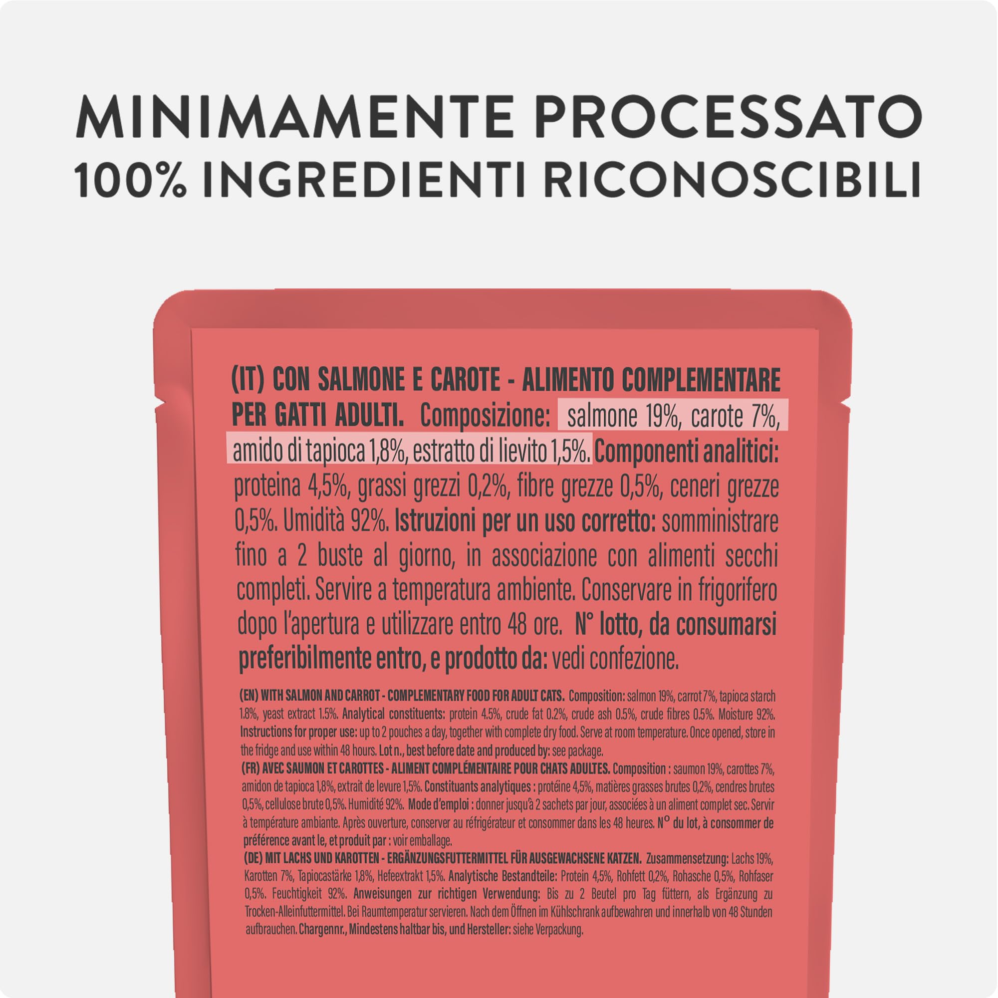 Schesir, Zupa z filetami z łososia i marchwi, uzupełniająca mokra karma dla kotów, oryginalna receptura, 100% naturalna, 12 torebek po 40 g