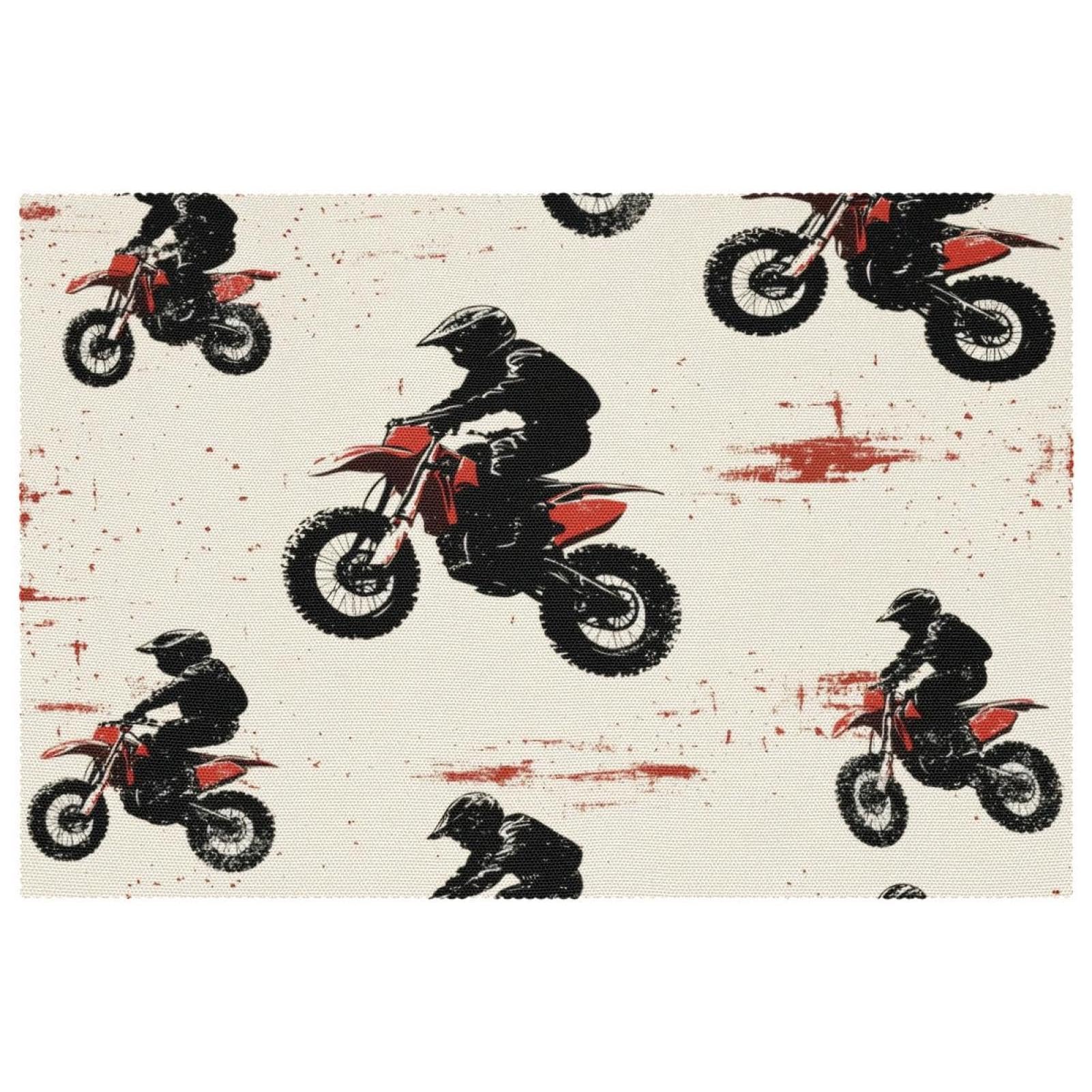 Set de table moto rouge antidérapant et résistant à la chaleur en lot de 6 pièces 30x45 cm