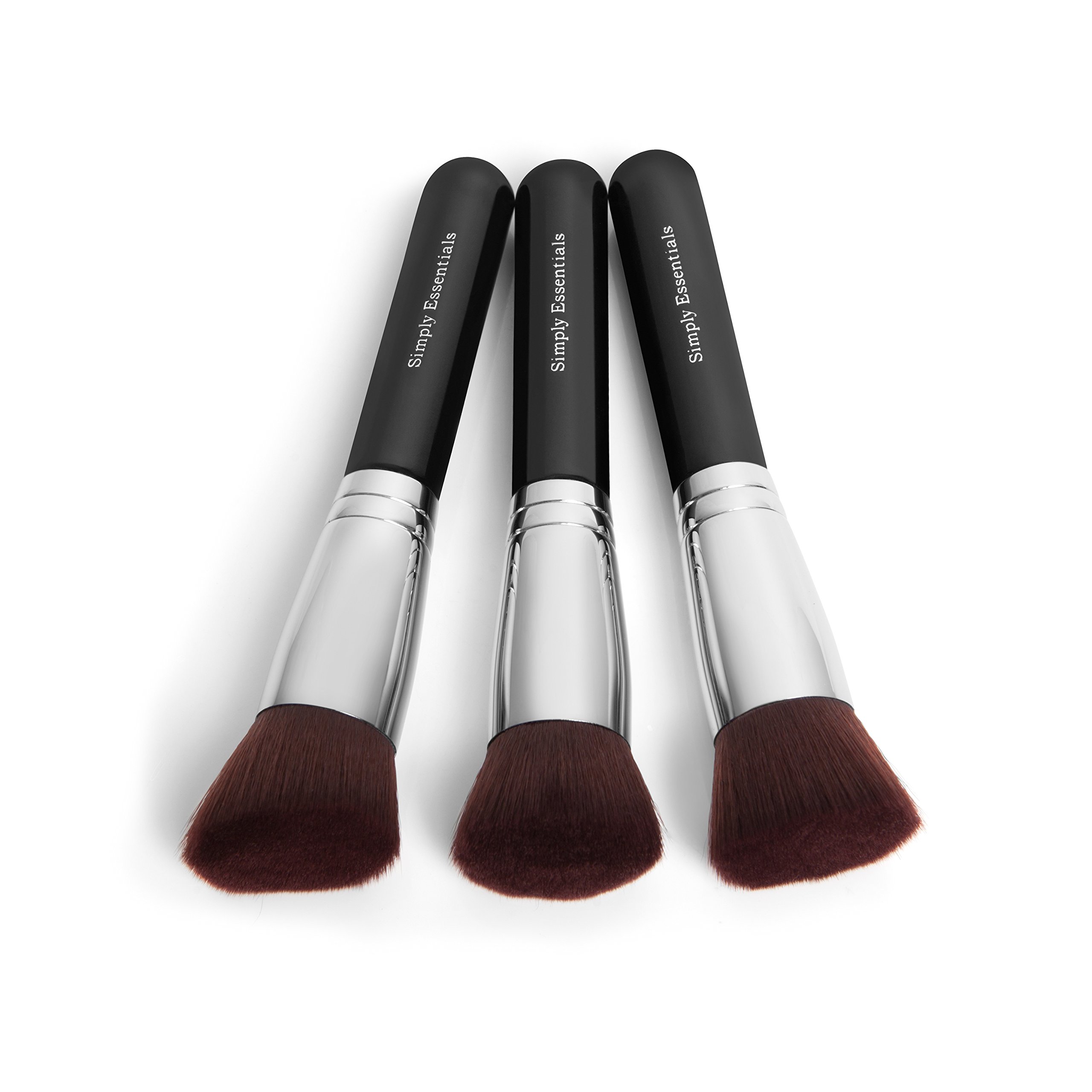 Kabuki Makeup Brush Set - Best For Bare, Natural Look - Used For Foundation Makeup, Mineral, Powders, Blushes, Includes Flat, Round and Angled Brushes ...