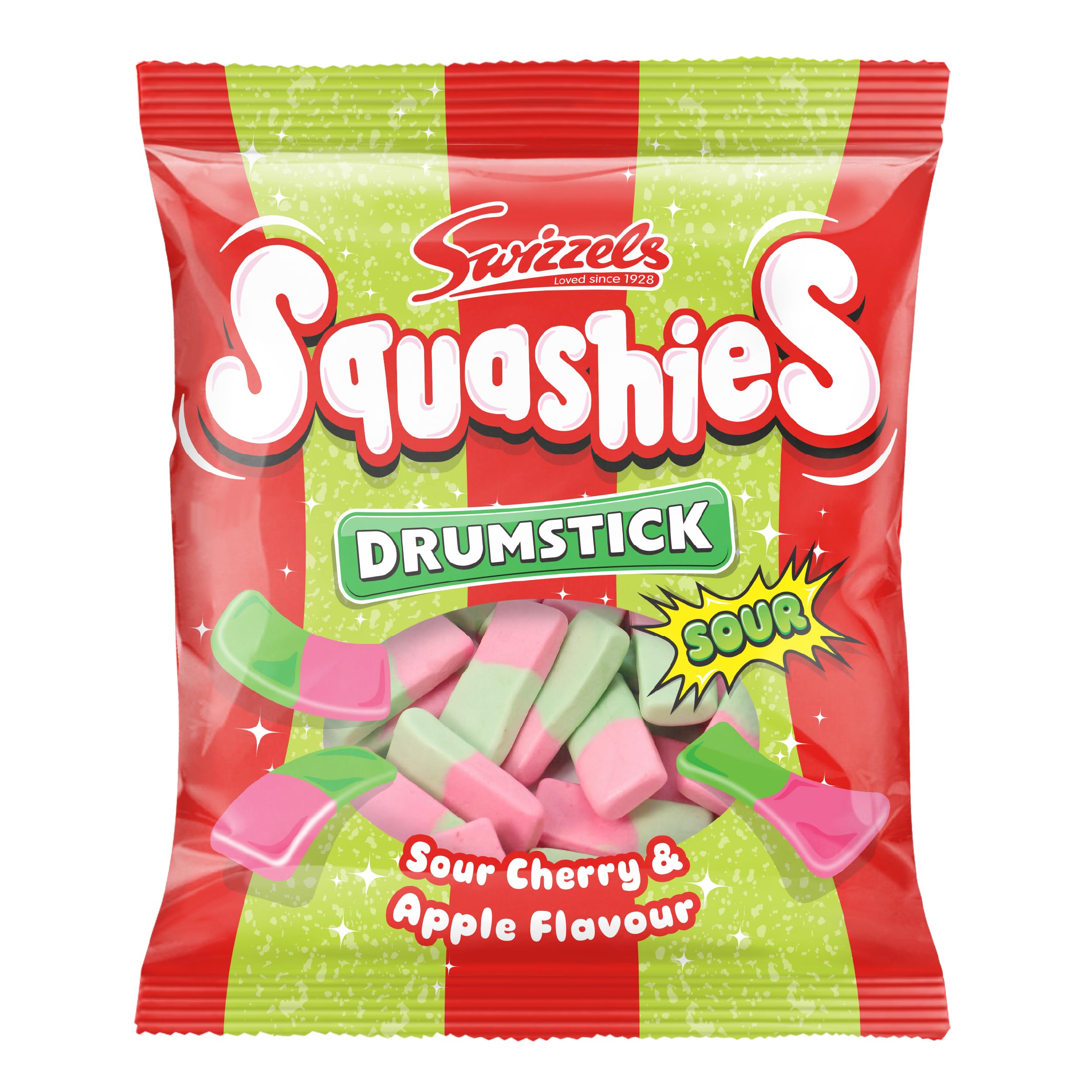 Swizzels Squashies Sweets - Sour Apple and Cherry Flavour Squashies - Single Pack 140g