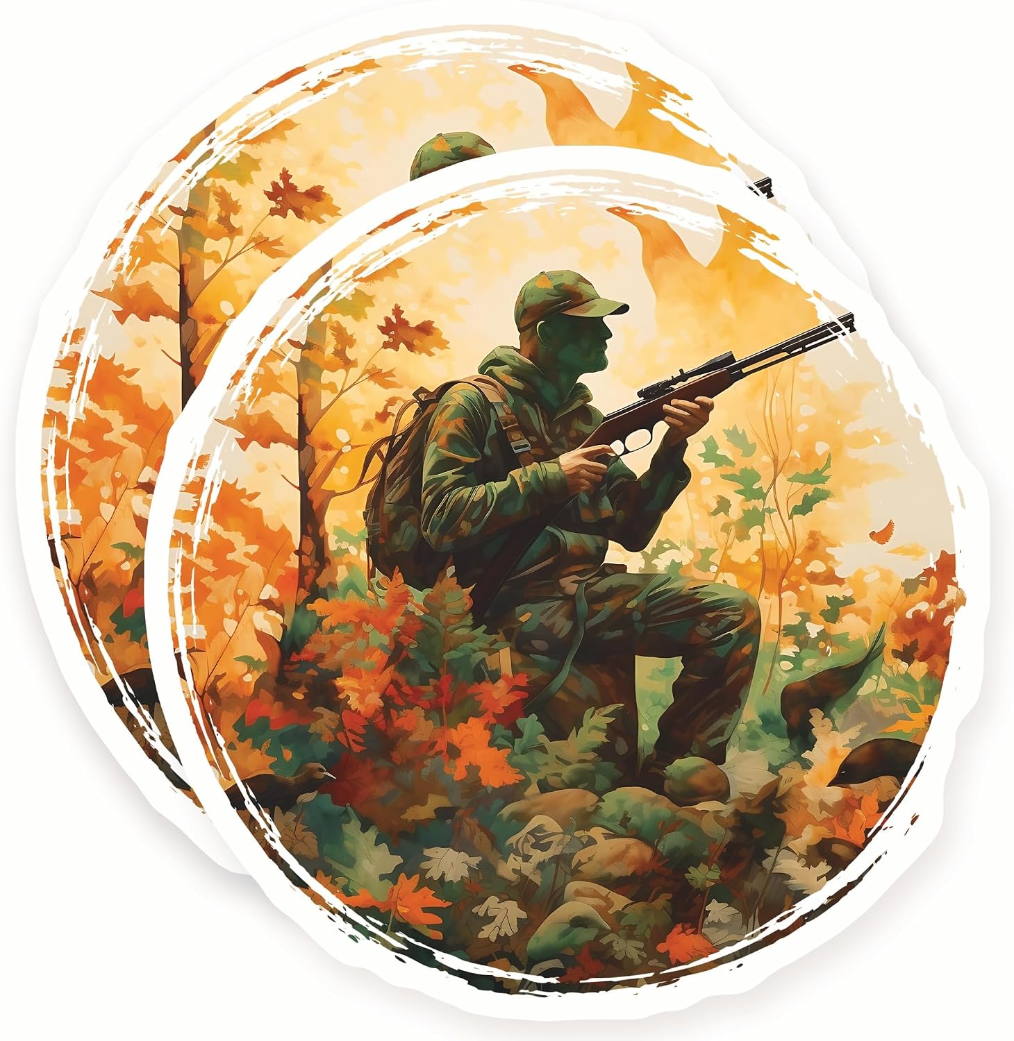 Hunting Magnets - Camouflage Hunter - Rifle Aim - Fridge Decor - 2 Pack 5" Wide Design - Sticks to Fridges, Lockers, Toolboxes & More - Made in USA - AQM3806