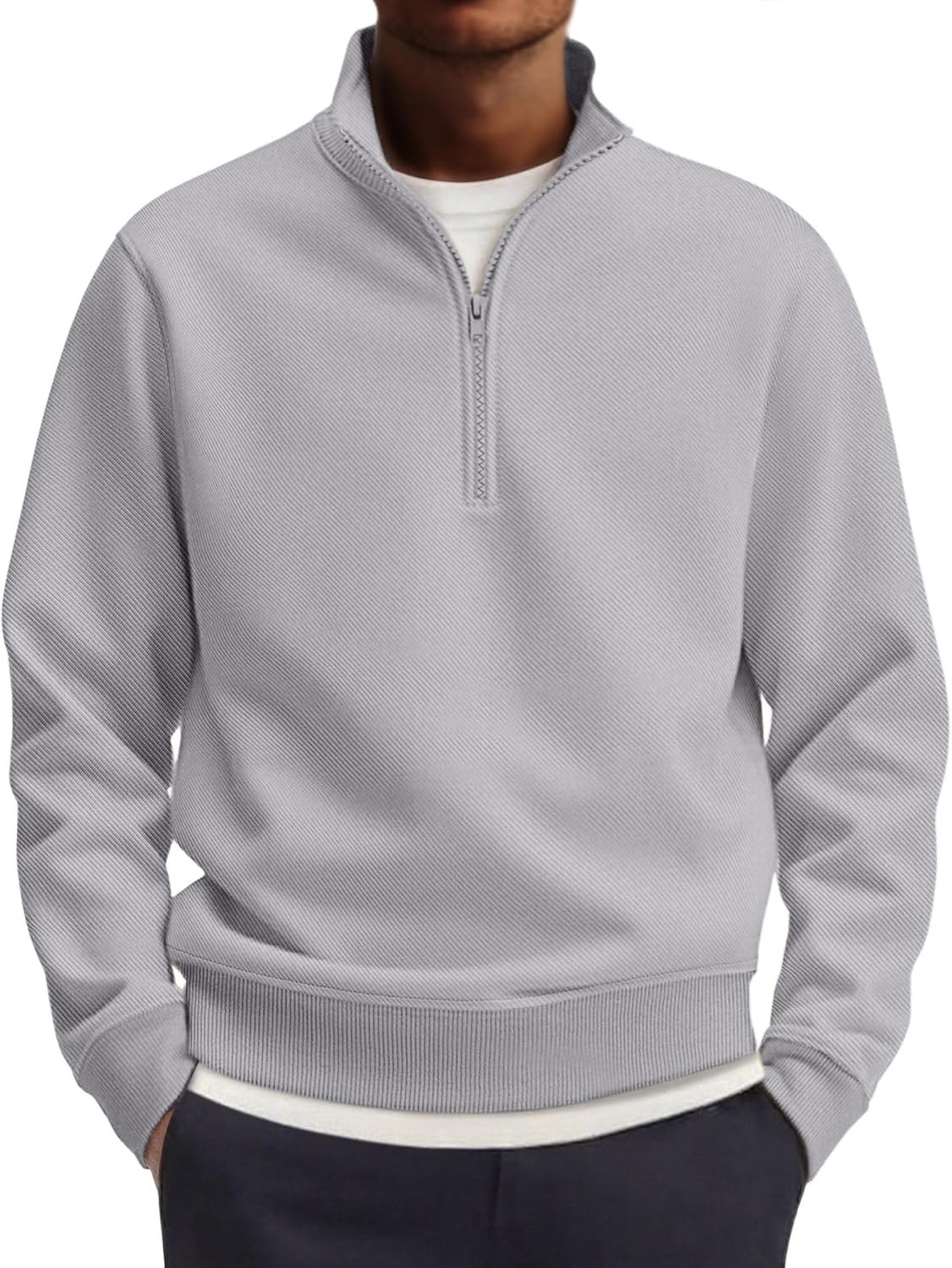 COOFANDY Men's Quarter Zip Pullover Mock Neck Lightweight Sweatshirt Long Sleeve Polo Shirt Business Casual Pullover Top