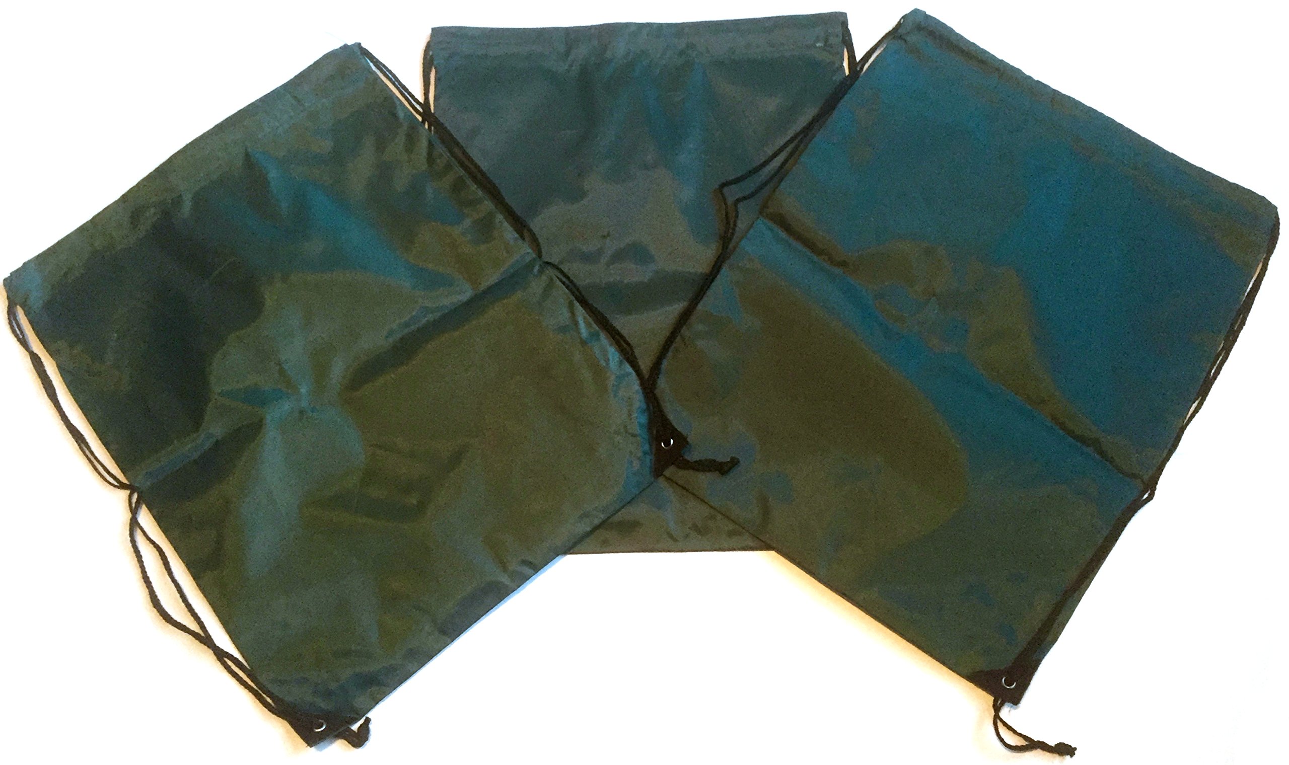 TheAwristocrat 3 Pack BLACK MESH Nylon Drawstring Backpacks Sackpack Tote Cinch Gym Bag - Variety of Colors!