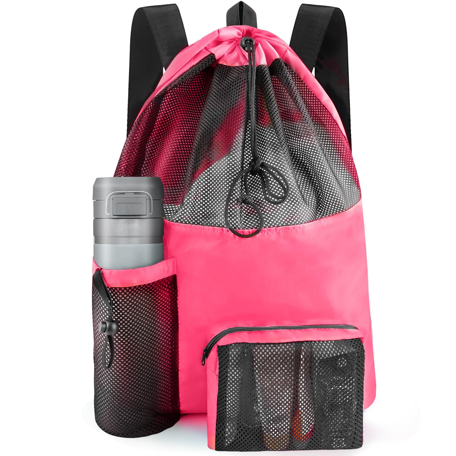 Mesh Swim Bag Beach Drawstring Backpack, Waterproof Gym Bags for Women and Men, Large Pool Bag Swimming Gear for Swimmers