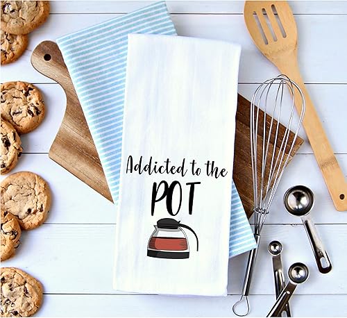 Miniatura 6 de Addicted to The Pot - Toalla de cocina o cocina, toalla divertida con texto gracioso, saco de harina, gran regalo de inauguración de la casa, 28 x