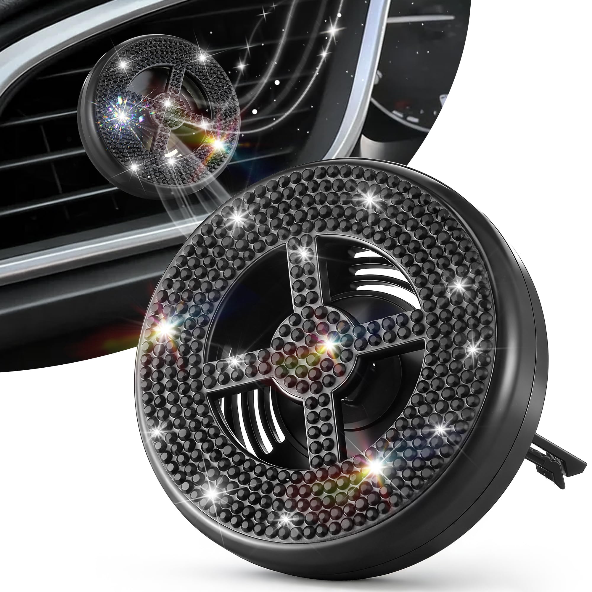 1 Pack Car Fragrance Holder Compatible with Bath &amp; Body Works Refills (Not Included), Air Freshener Vent Clip or Visor Clip, Refillable Scent Holder, Easy to Open Car Diffuser (Diamond Black)