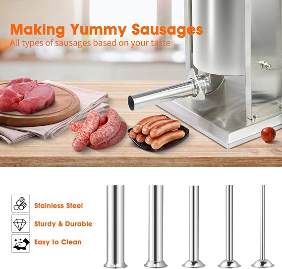 Hakka 5 Sizes Stainless Steel Tubes for Manual Electric Sausage Stuffer