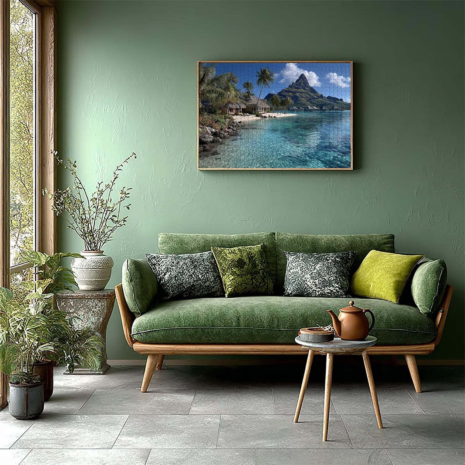 Górskie drewniane puzzle 2000 sztuk, widok na morze puzzle dla dorosłych z pudełkiem 99 x 70 cm, łamigłówki, dla mężczyzn kobiet nastolatek, kreatywne gry logiczne, dekoracja domu, I-8562