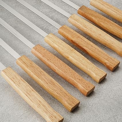 ATORSE 8x Metal Skewers for Grilling BBQ Barbecue Sticks for Chicken Prawn Grilling