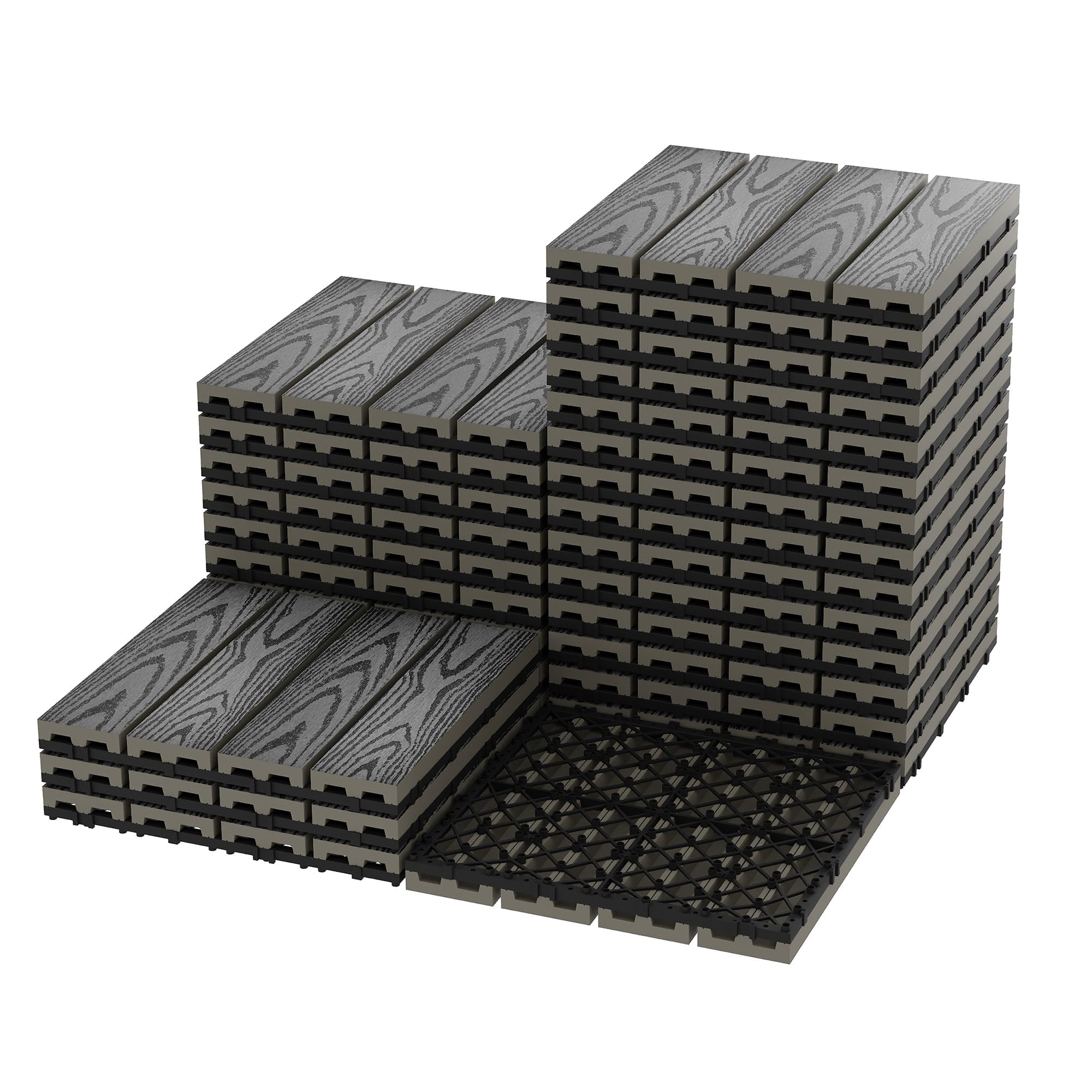 WPC Fliesen 30x30cm Terrassenfliesen Klickfliesen, Balkonfliesen in Holzoptik, Bodenbelag Klickfliesen Für Balkon & Terrasse