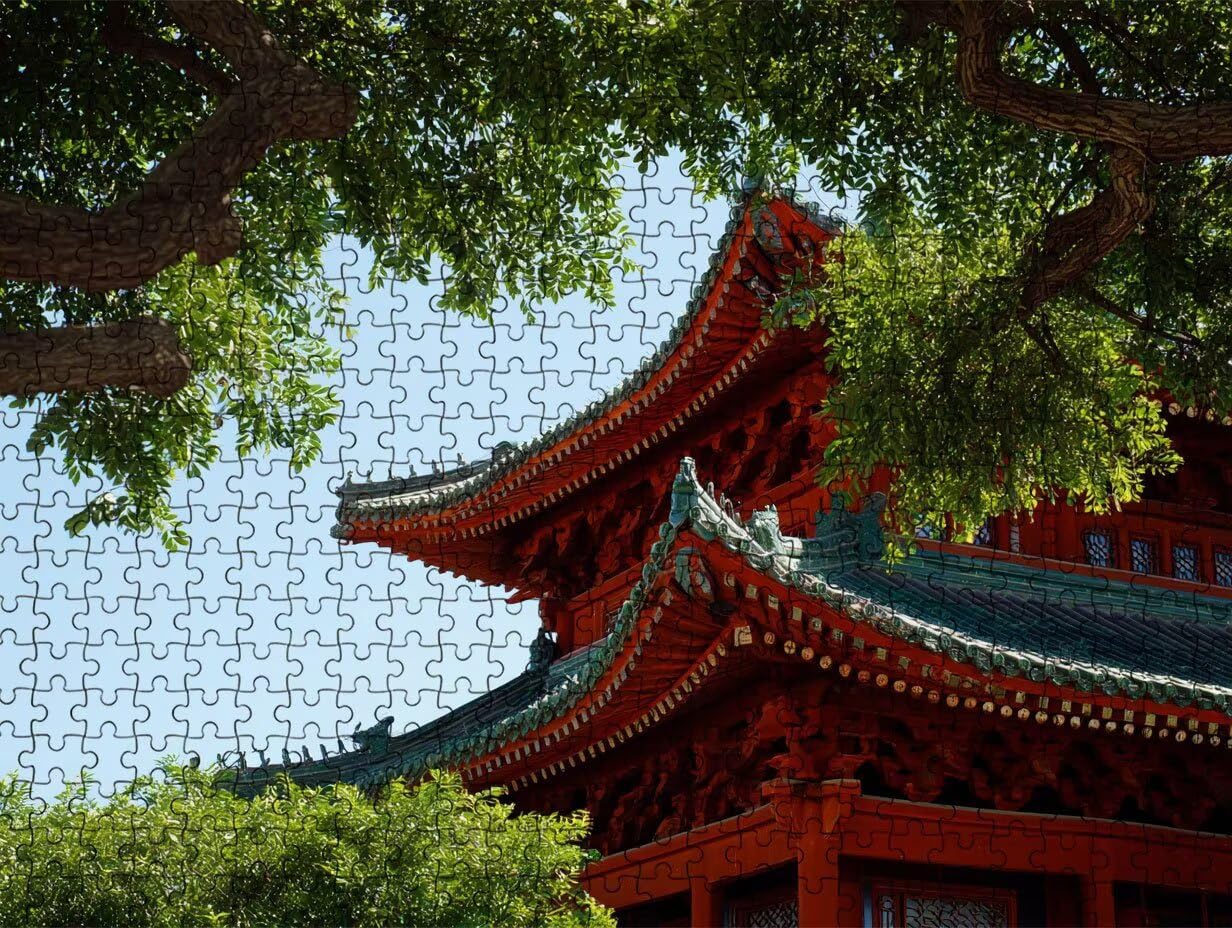 R3KH-304 puzzle z czerwonym budynkiem, 4000 elementów, puzzle dla dorosłych, dorosłych, nastolatków, do aktywności w domu, trudne gry rodzinne, klasyczne puzzle jako prezent i dekoracja ścienna