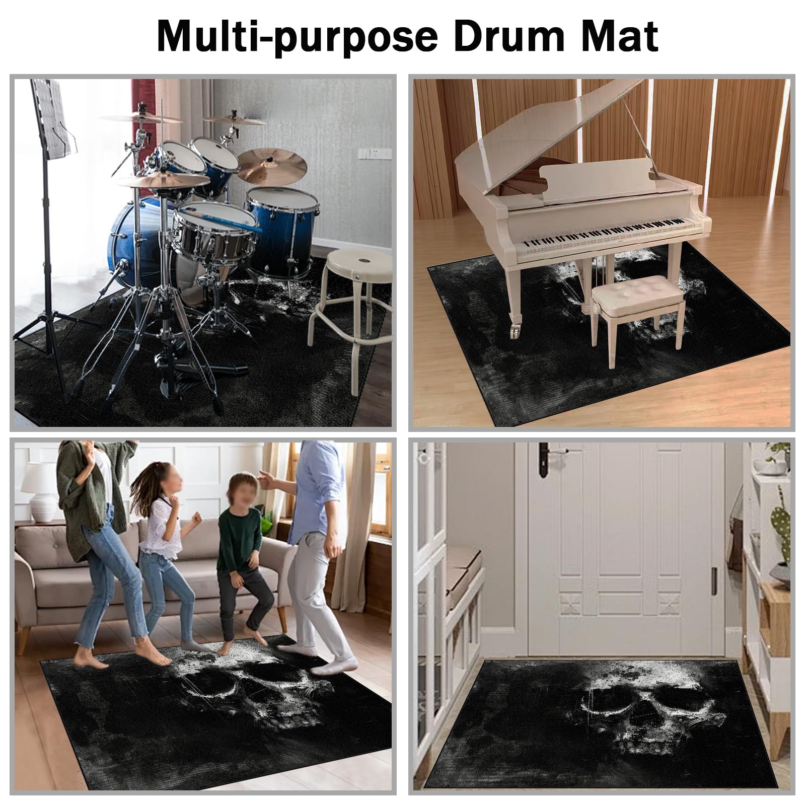 Drum Teppich Schlagzeugteppich 200 x 170 cm Elektrisches Trommel Teppiche Schallschutz Drumteppich Trommelmatte Professionelles rechteckiges elektronisches Jazz Schlagzeug Kit für Studio, Wohnung