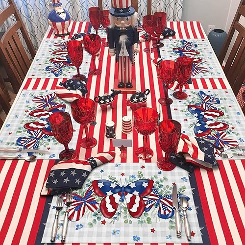 Vista 646 de Juego de 6 manteles individuales rojos para el día de San Valentín, diseño de corazón de San Valentín, resistentes al calor, lavables, manteles