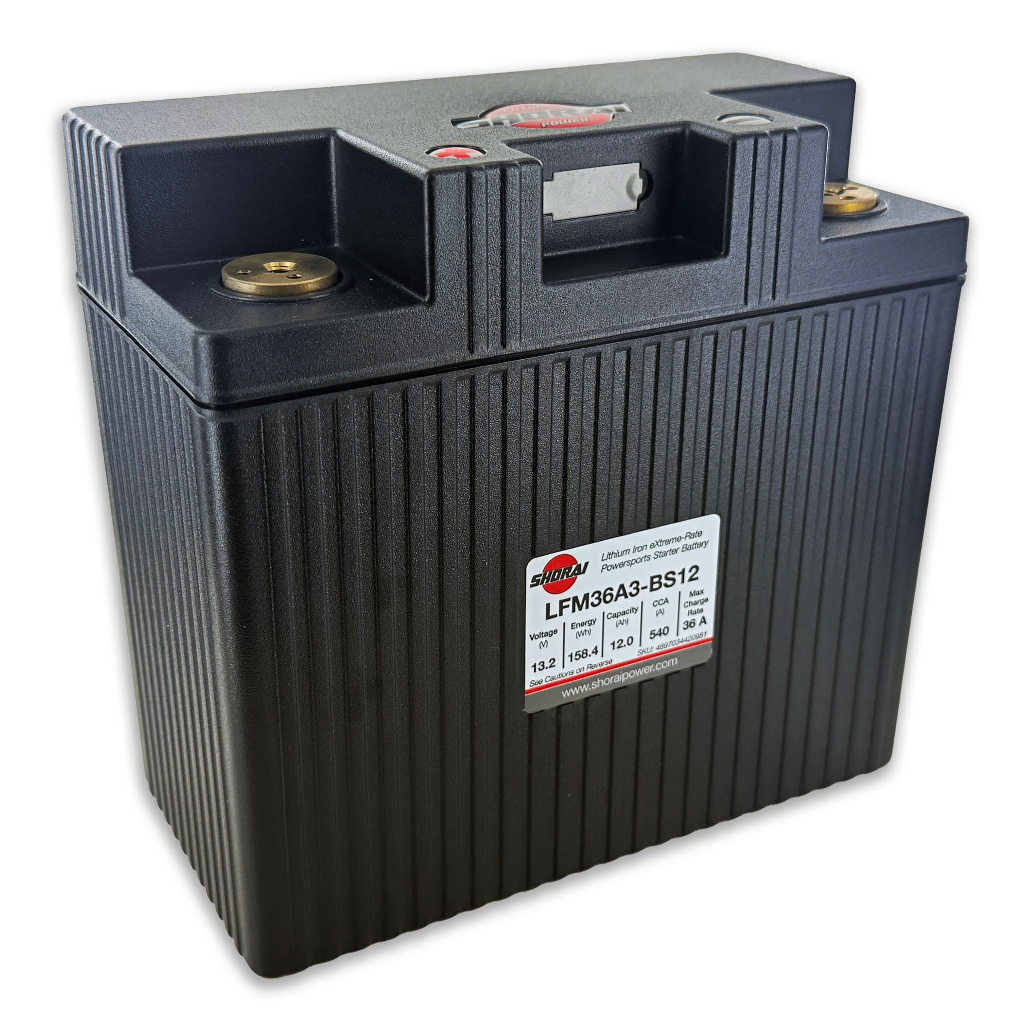 LFM Lithium-iron (LiFePo4) Starter Battery w/BMS, LFM36A3-BS12, 12.0Ah 13.2V,158.4 WHr, "A" Type, Case 3