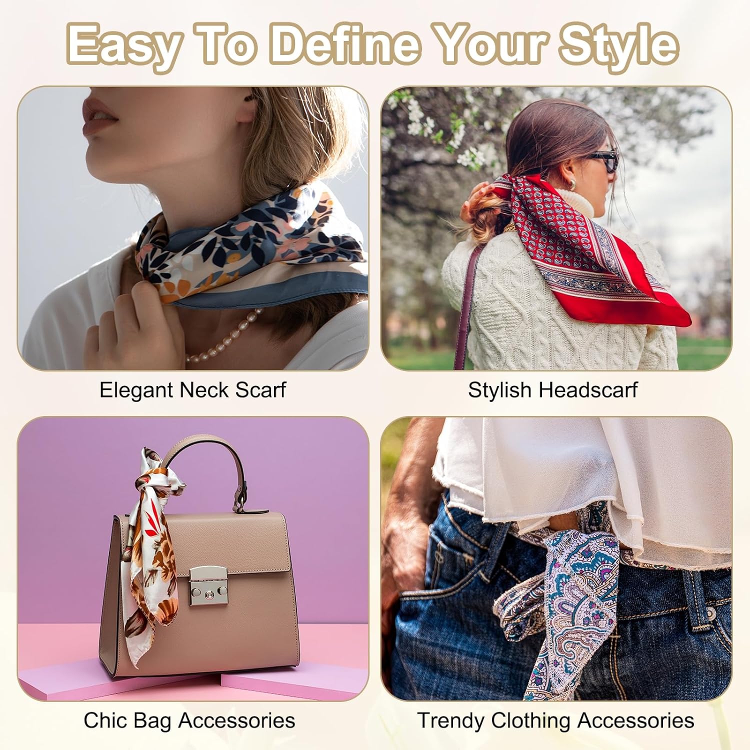 uxcell Fashion Scarves for Women, Silky Satin Head Scarf Graceful Hair Neck Scarves, Breathable Headband - Image 6