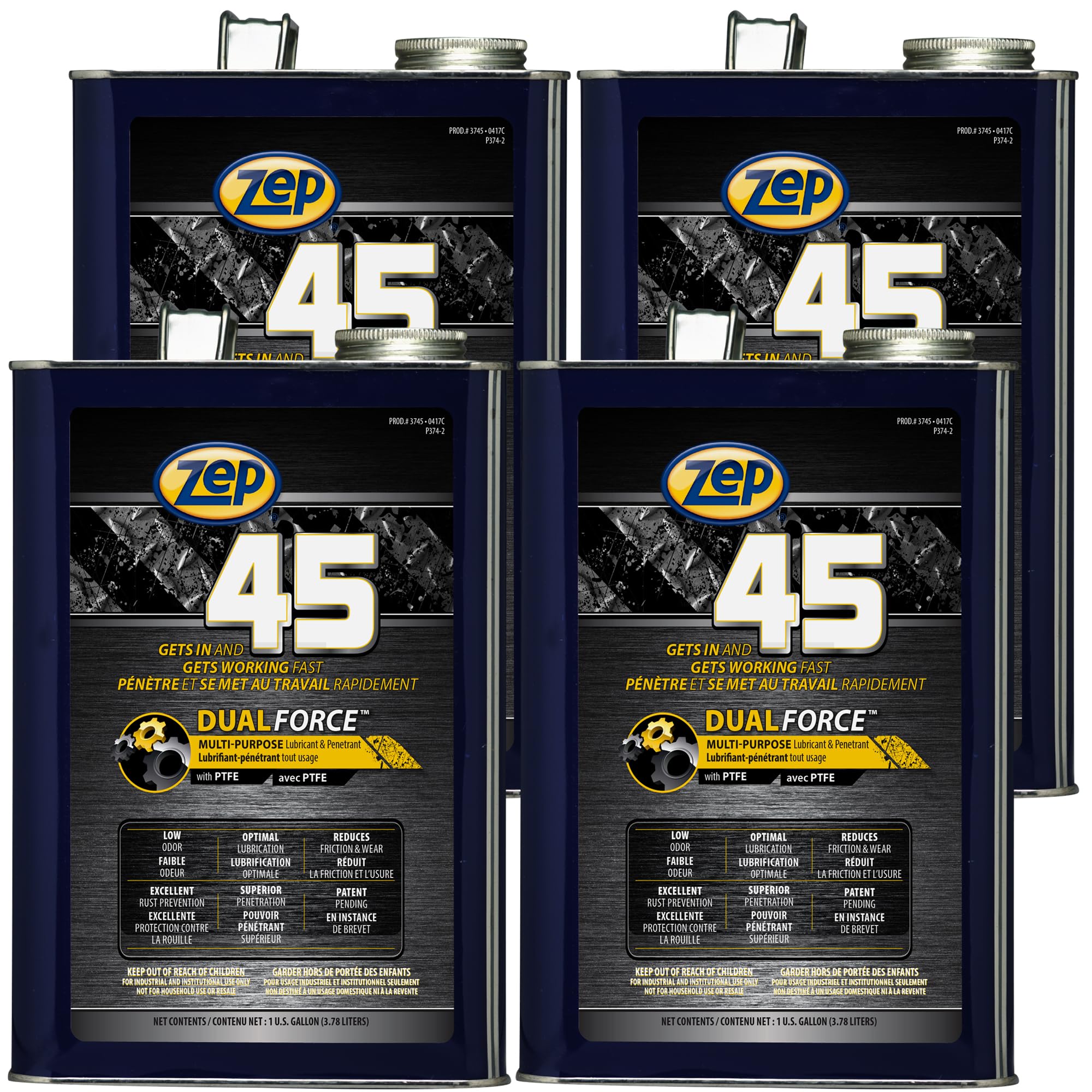 Zep 45 Dual Force - 1 Gallon (Case of 4) 374524 - Multi-Purpose Product Formulated to Lubricate, Penetrate, Displace Moisture, and Prevent Corrosion Without the Use of Ozone Depleters or Chlorinated