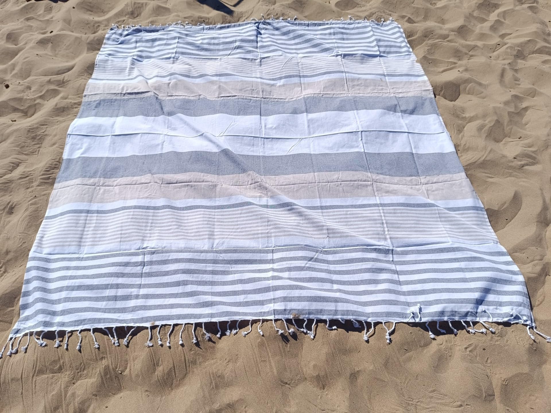 DHESTIA HOME - Pareo Fouta de Playa con Flecos Trenzados Tamaño Grande 200x200 cm Jaipur - Color ÚNICO, Talla 200x200 cm