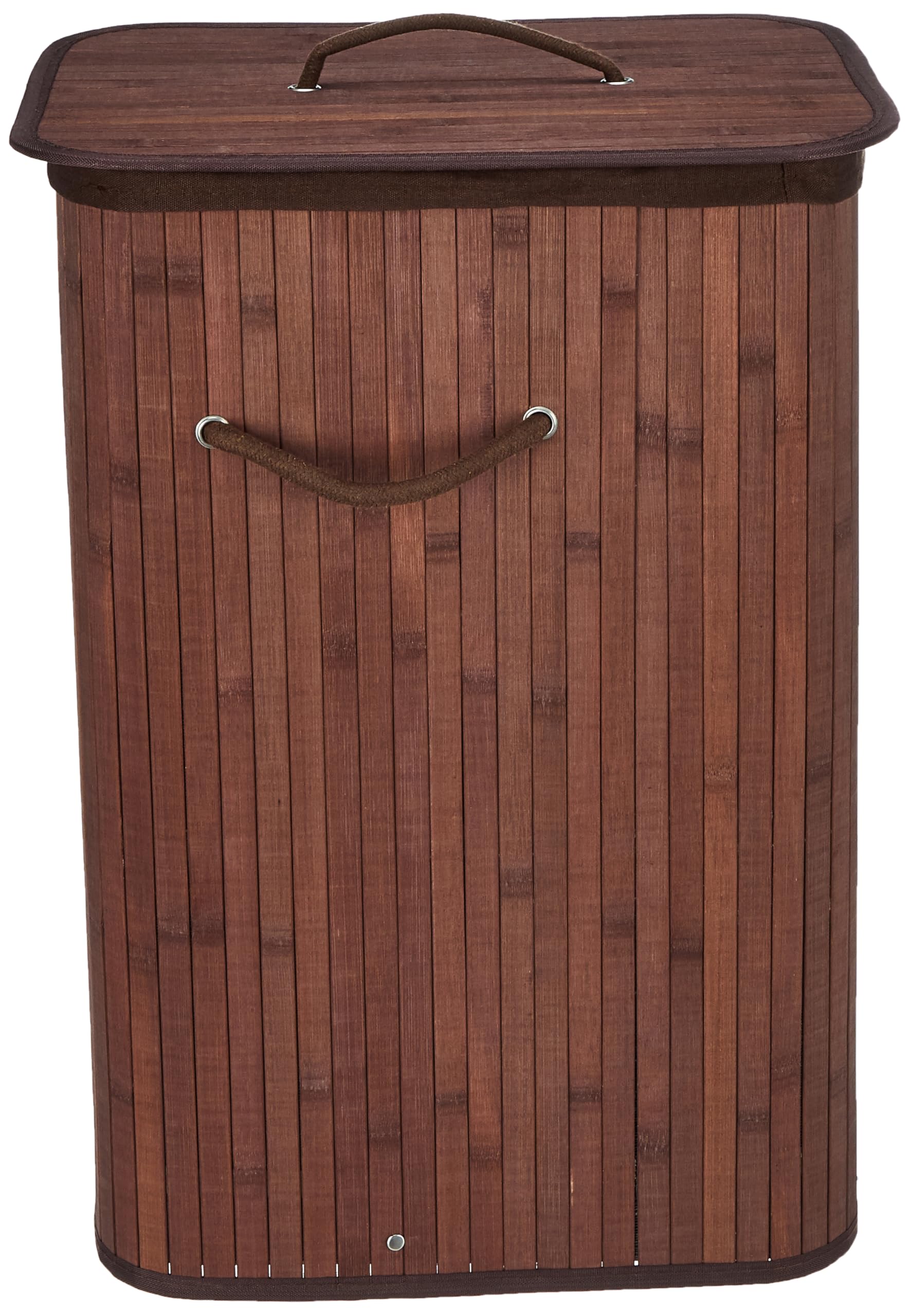 Amazon Brand - Solimo Bamboo Basket with Lid | Foldable Laundry Basket for Clothes | Durable Rope Handles & Removable Bag | (Dark Brown) (40 x 30 x 60 cm) (B0D1VFBJHL) Amazon Price History, Amazon Price Tracker