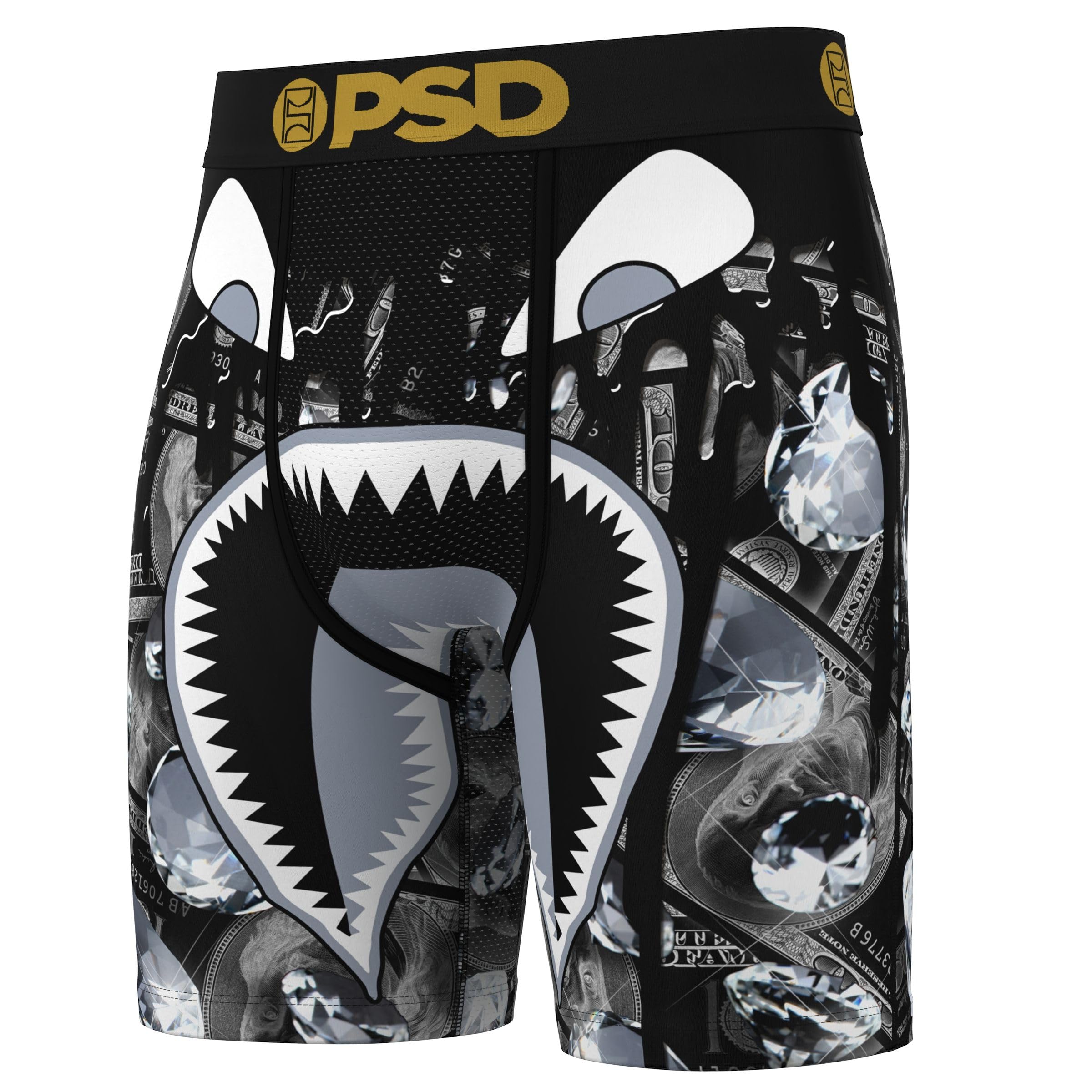 PSD Underwear Mens Boxer Briefs - Warface Money Standard Length Pack Singles Soft Breathable Boxer Briefs for Men