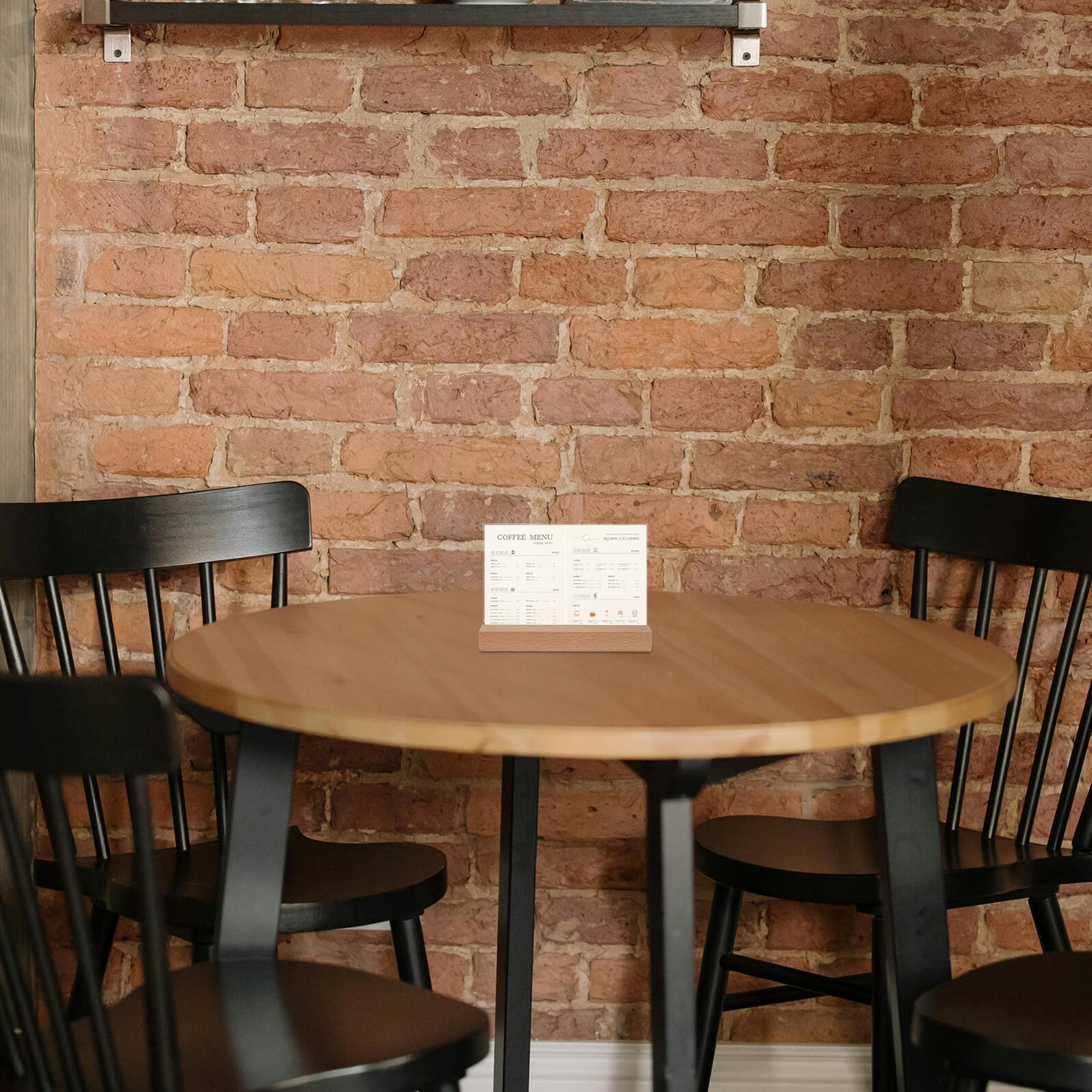 Soporte de Mesa Horizontal de Madera Maciza con Protector Acrílico Transparente Soporte para Carteles de Exhibición de Escritorio Pack de 5 Unidades Adecuado para Restaurantes