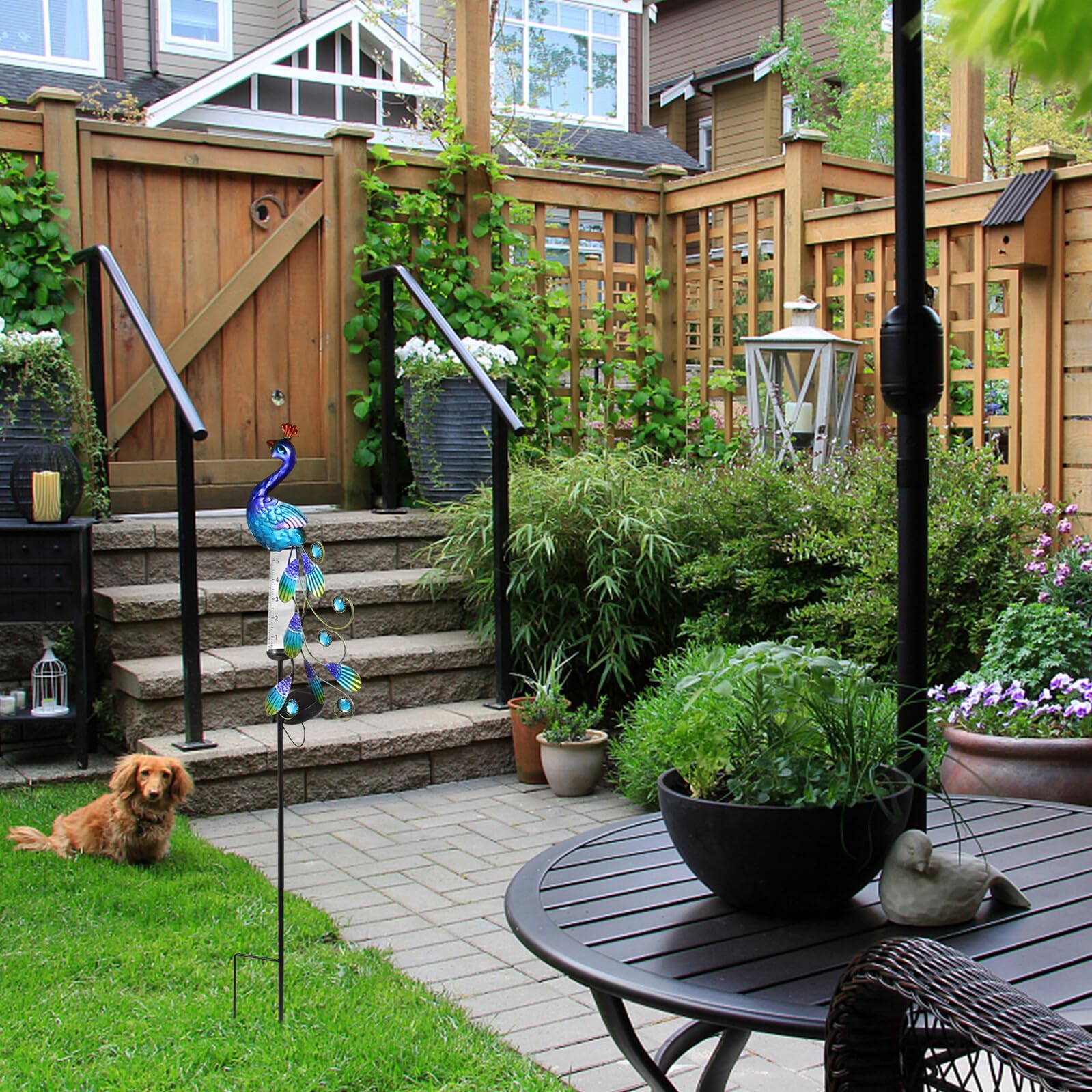 Lumière Solaire Paon en Fer pour Jardin et Pelouse, Stable | Charge Solaire, Étanche, Usage Multiple, Style Rétro Simple, pour Jardins et Pelouses, 1 Pièce