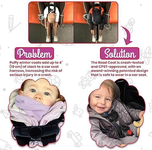 Vista 4 de ONE KID The Road Coat Premium Snow Suit Car Seat Safe Winter Jacket for Infants & Toddlers Crash Tested, Easy In & Out