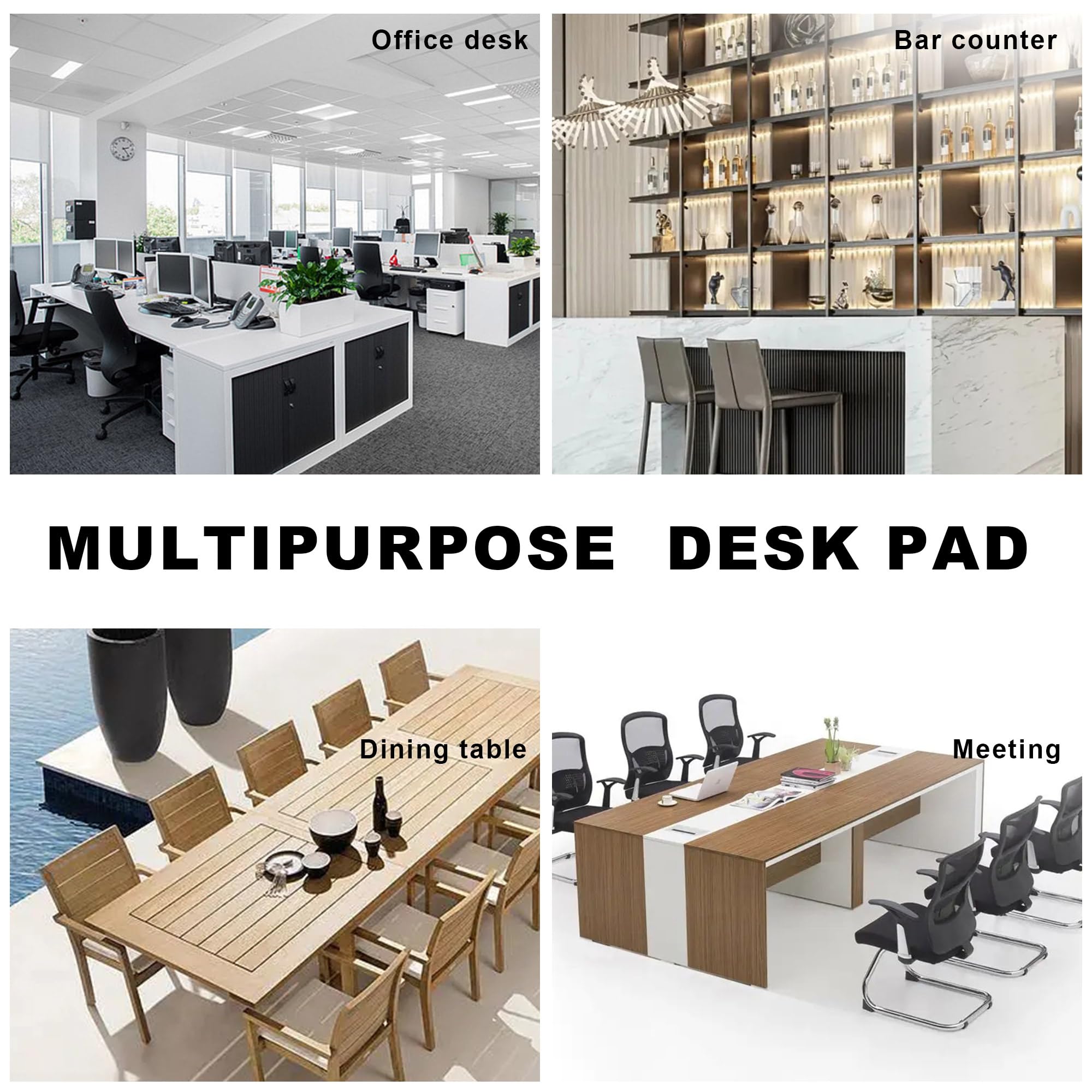 CENNBIE Tappetino da scrivania in pelle PU 180x70 cm impermeabile per mouse, ufficio e casa (Nero)