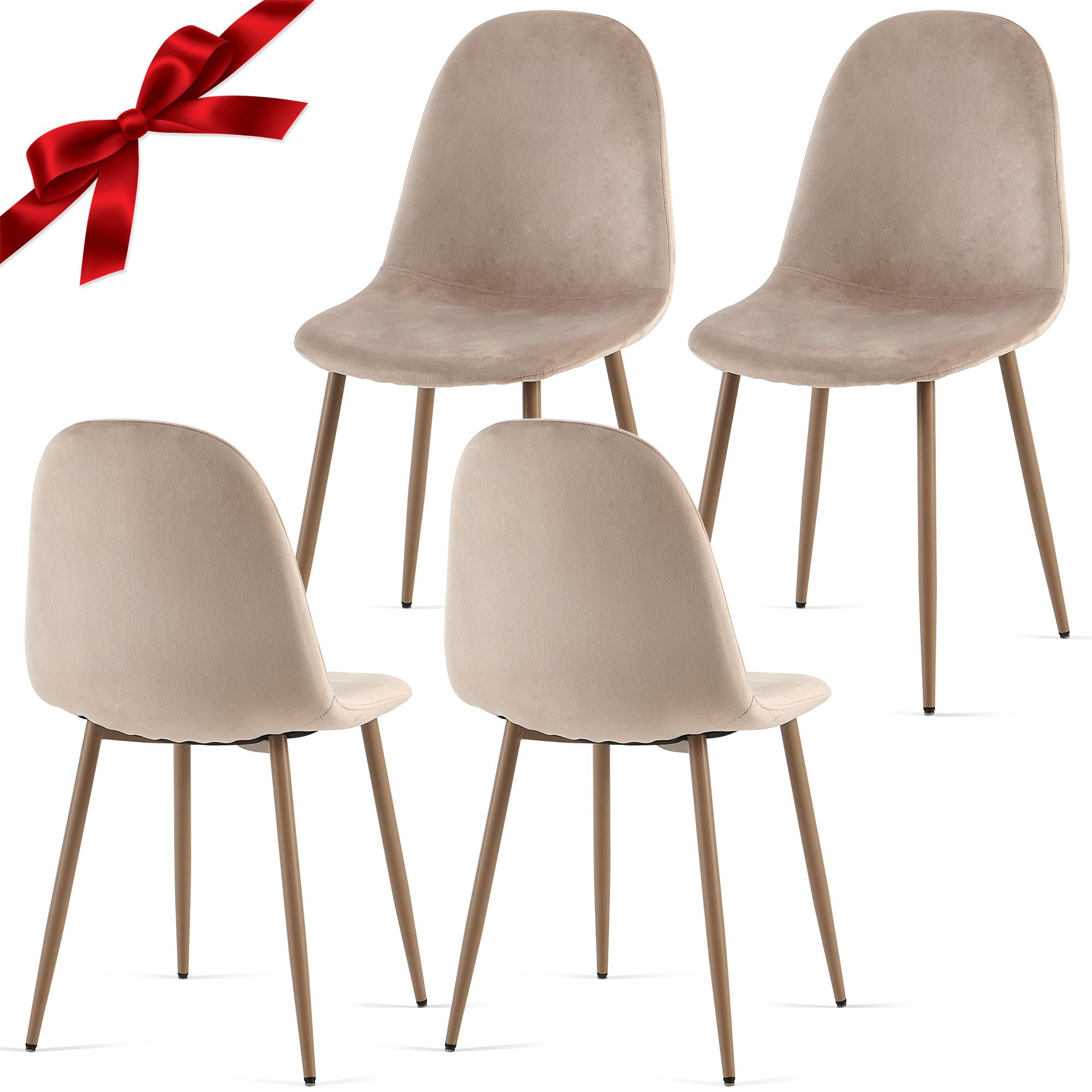 somedream Velvet Dining Chairs Set of 4 Kitchen Chairs with Metal