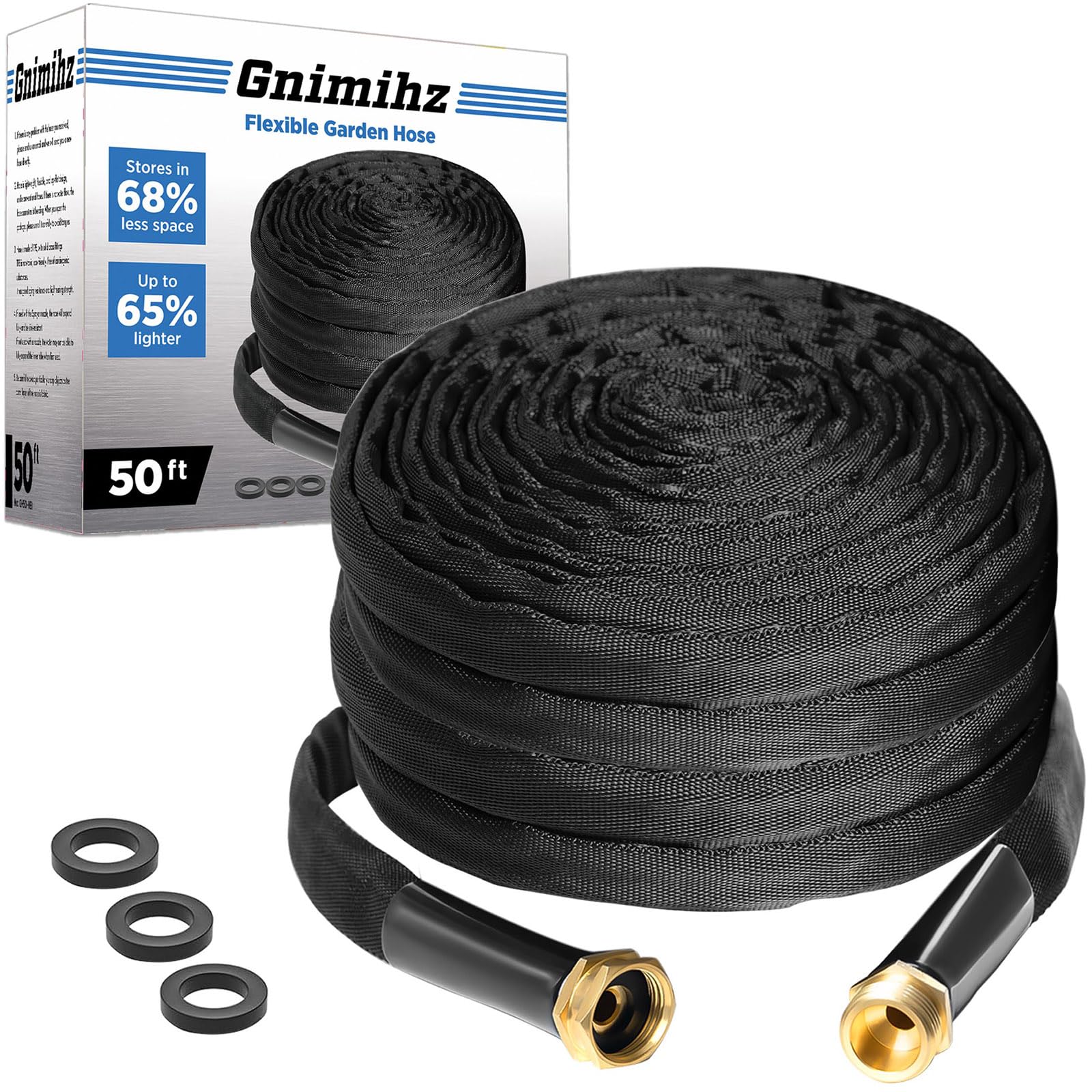 Garden Hose 50ft, Made of TPE(Not PVC), Ultra-Light & Flexible Water Hose with Solid Brass Fittings, Non-Shrinking, Easy to Storage, Drinking Water Safe Material, All-weather, New Box
