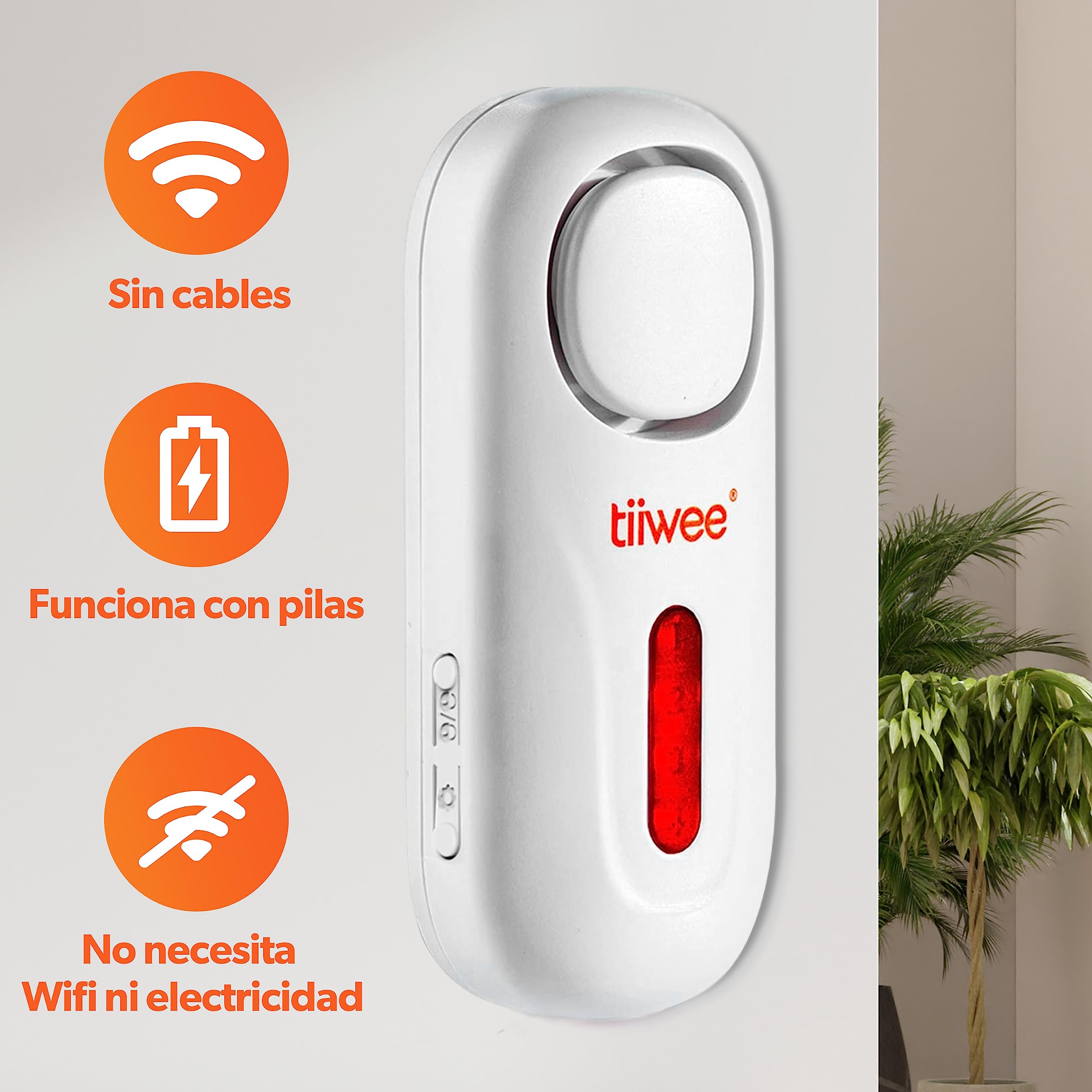 tiiwee A1 Sistema de Alarma para Casa – Sirena 120 dB, 2 Sensores para Puertas/Ventanas, Control Remoto – Inalámbrico, Fácil de Instalar, Funciona con Pilas, Ampliable para Hogar o Garaje