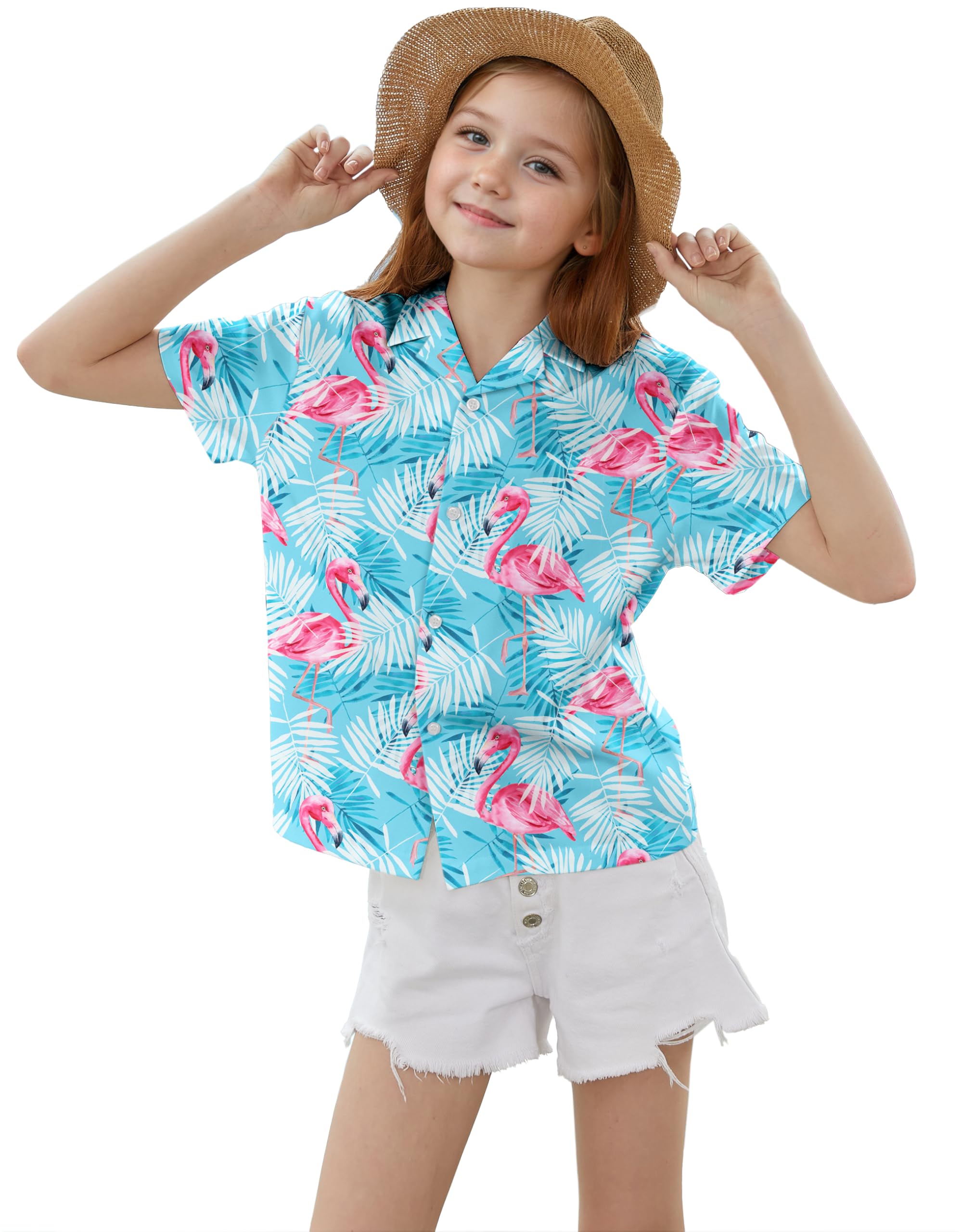 Cromoncent Mommy and Me Matching Hawaiian Outfits Girls &amp; Womens Hawaiian Shirts Tropical Button Down Shirts