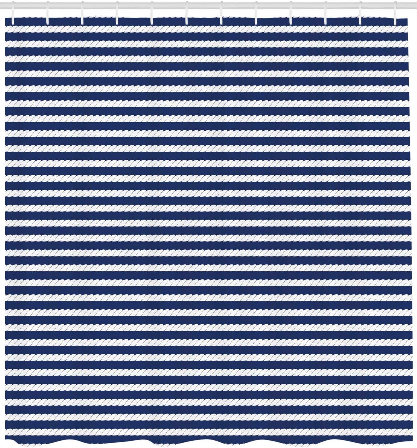 Ambesonne Moon Shower Curtain, Winter Season Wonderland Starry Sky Night Forest Landscape Scenery Print, Cloth Fabric Bathroom Decor Set with Hooks, 105" Extra Wide, Dark Blue