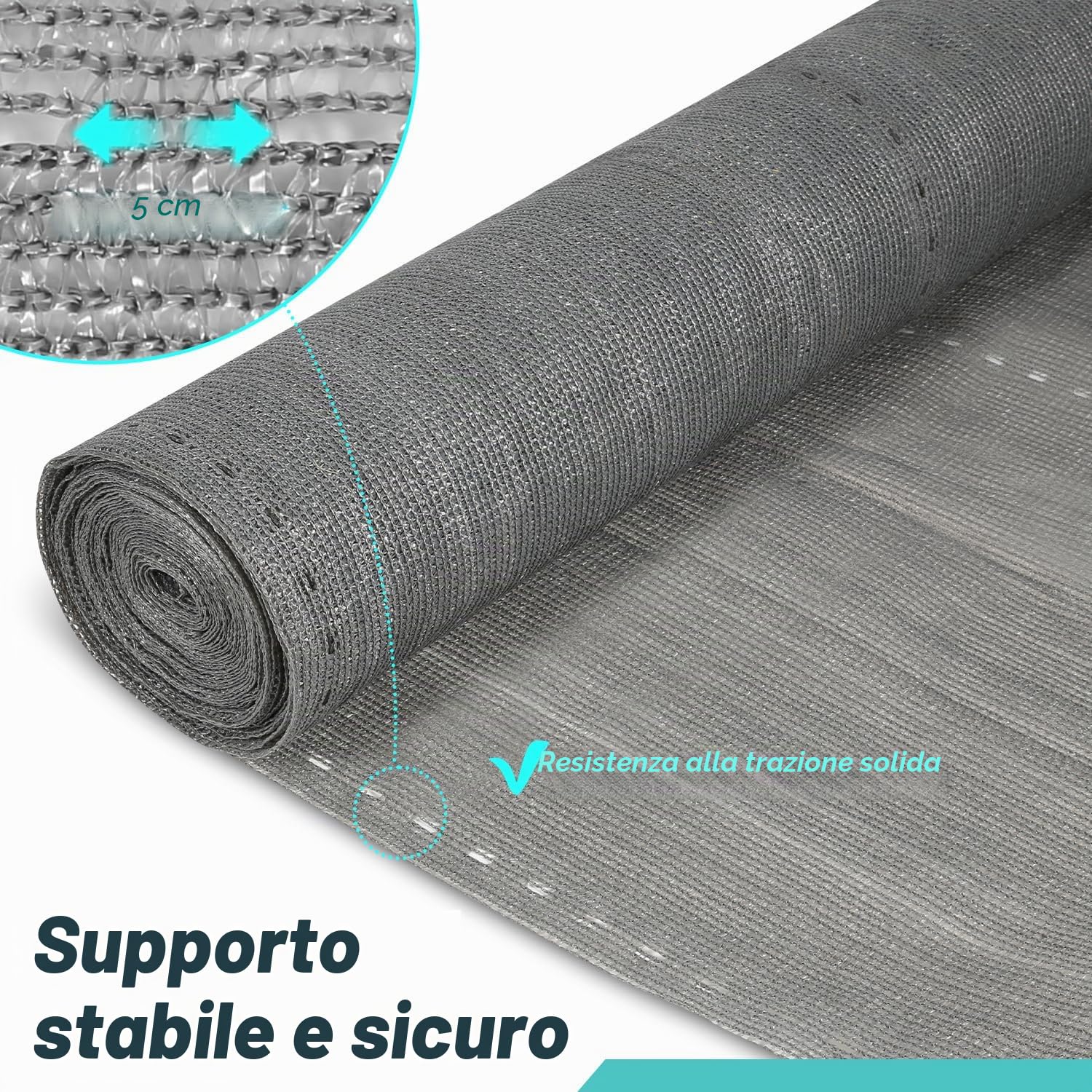 frangivista Rete ombreggiante da Giardino, Protettiva Telo Oscurante per Recinzione, 150 g/㎡ HDPE, 90% Grado di ombreggiatura, per Balcone, ringhiera, terrazza, Antracite, 1,2 x 25 m